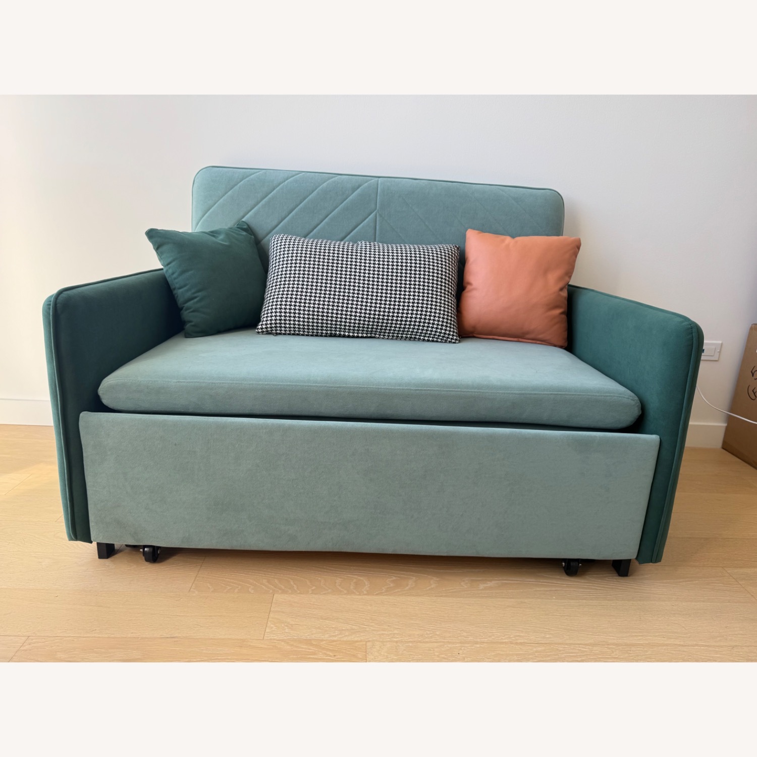 Homary Green Velvet Sleeper Sofa - image-3