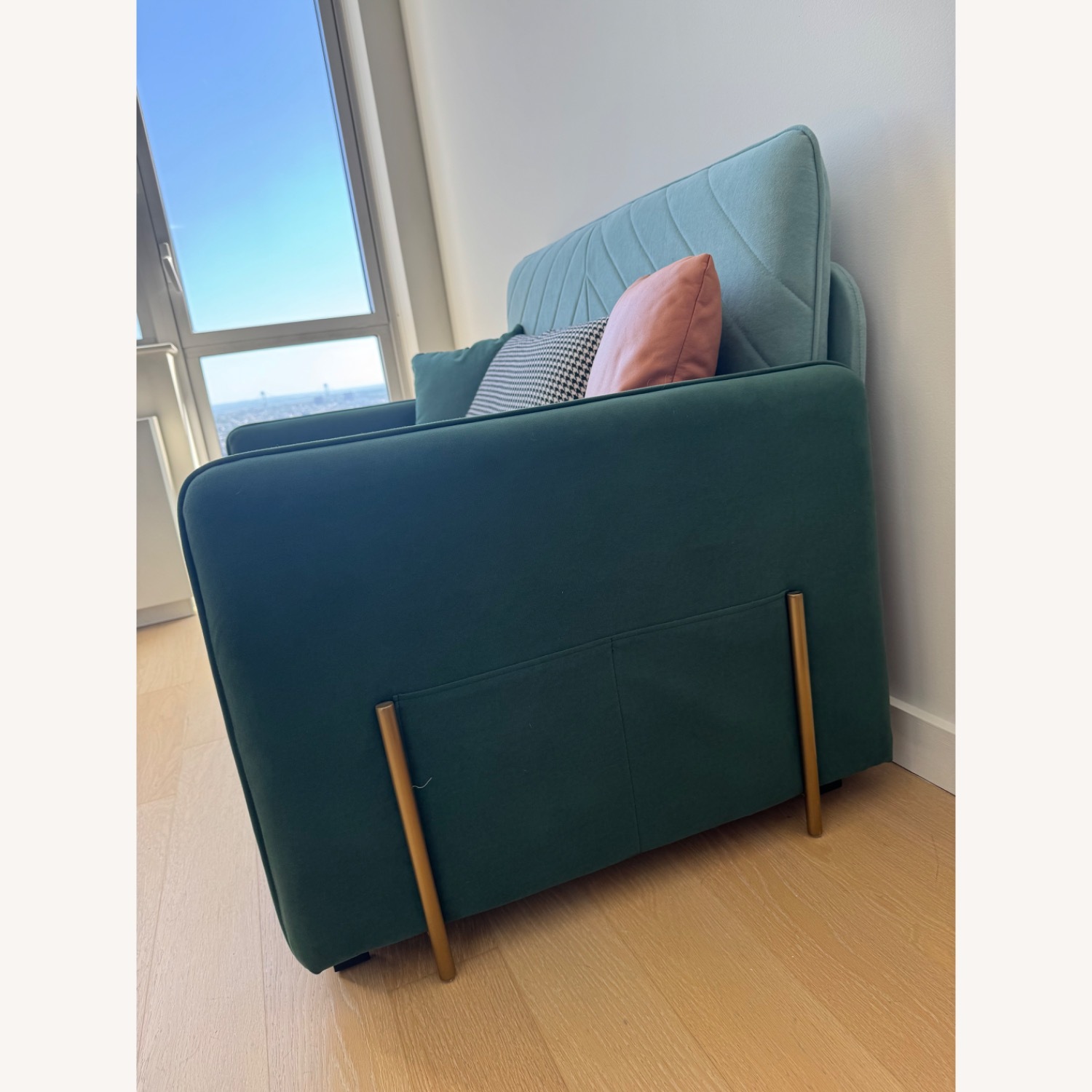 Homary Green Velvet Sleeper Sofa - image-2