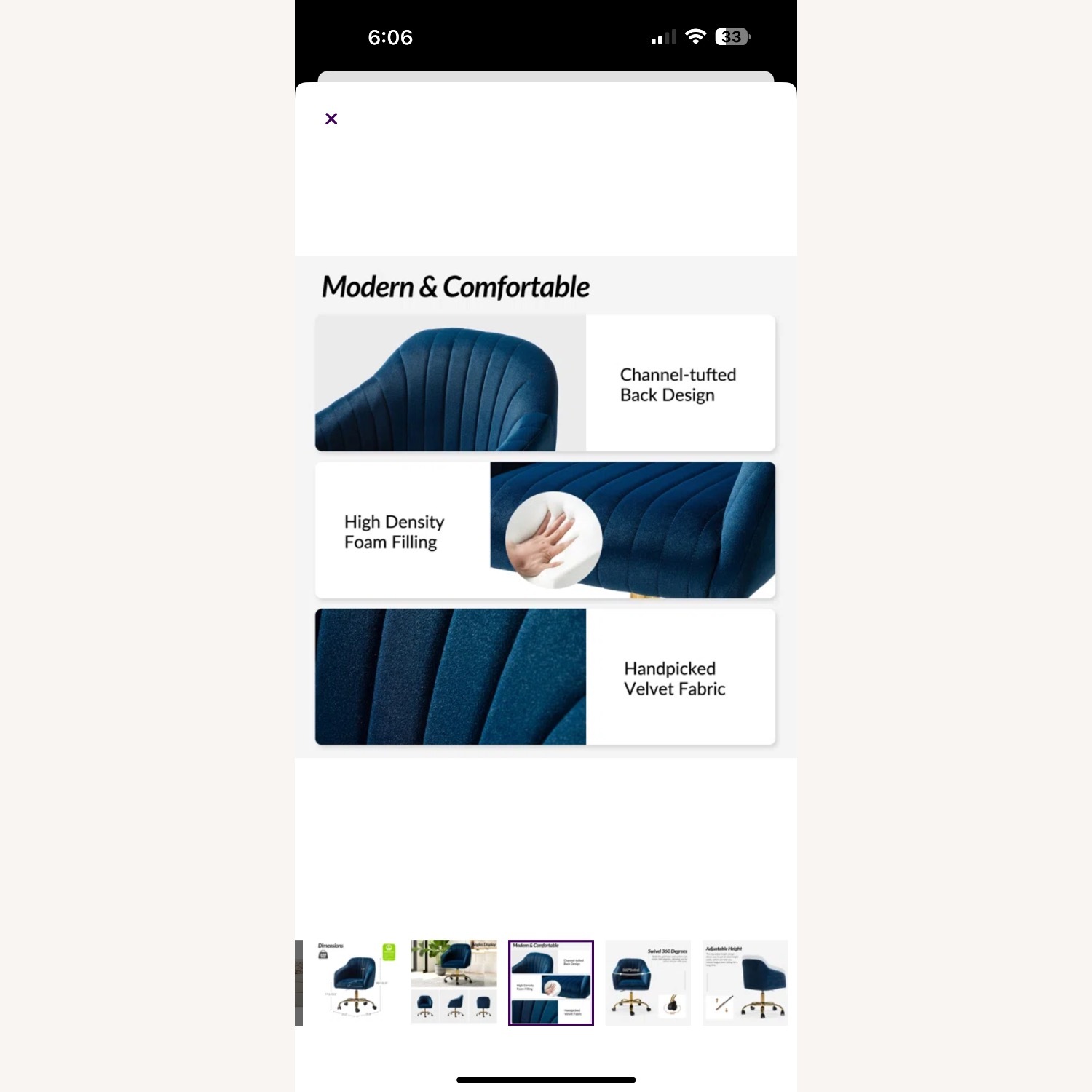 Modern Velvet Office Chair in Teal  - image-4