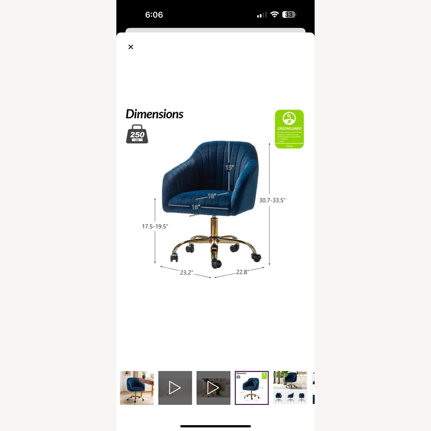 Modern Velvet Office Chair in Teal  - image-2