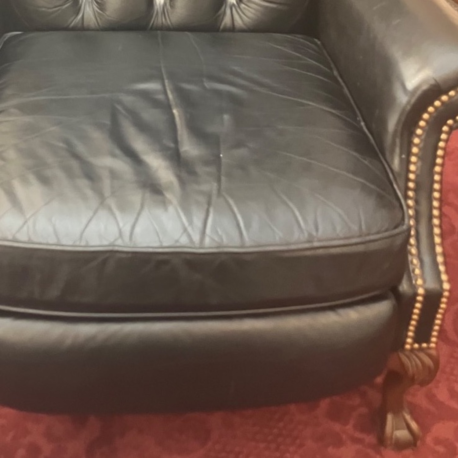 Black Leather Tufted Recliner by Bradington Young - image-4