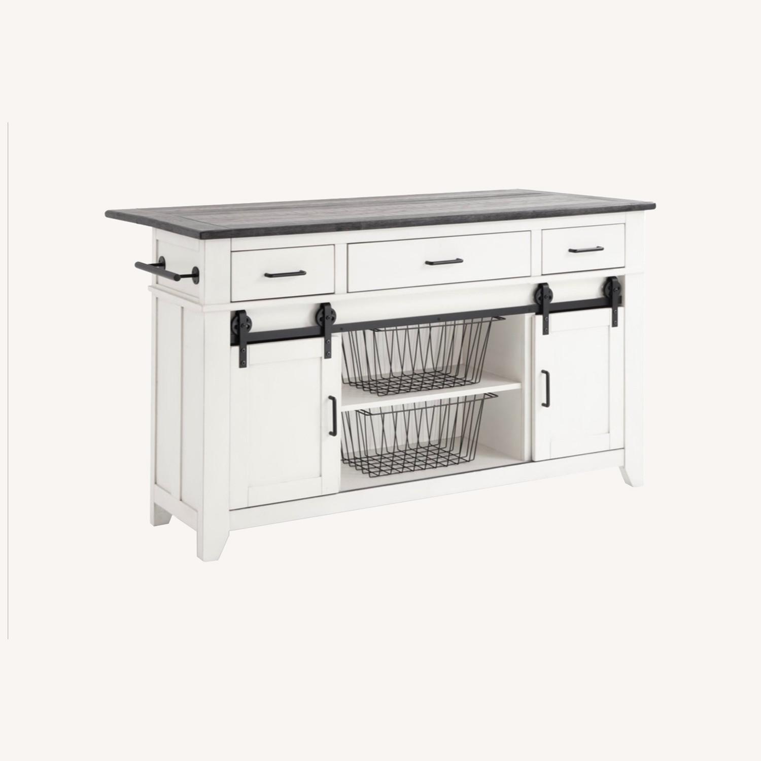 Montana White & Espresso 3 Drawer Drop Leaf Kitchen Island - image-0