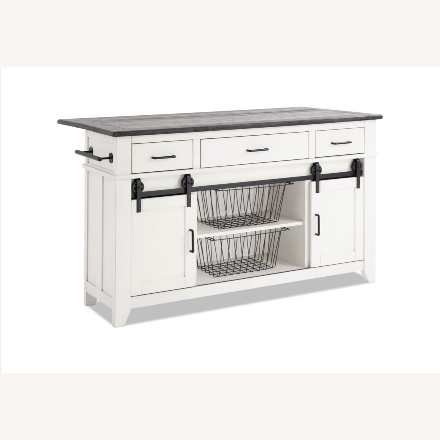 Montana White & Espresso 3 Drawer Drop Leaf Kitchen Island - image-1