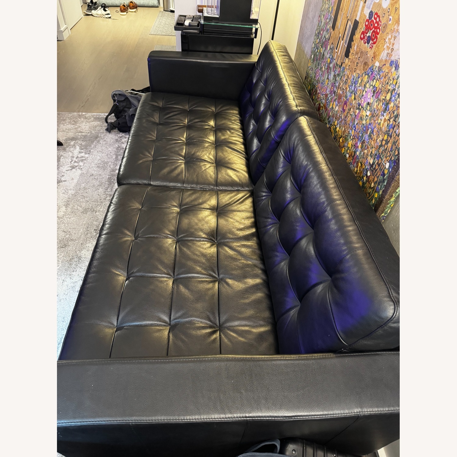 IKEA Morabo Leather Sofa Black - image-3