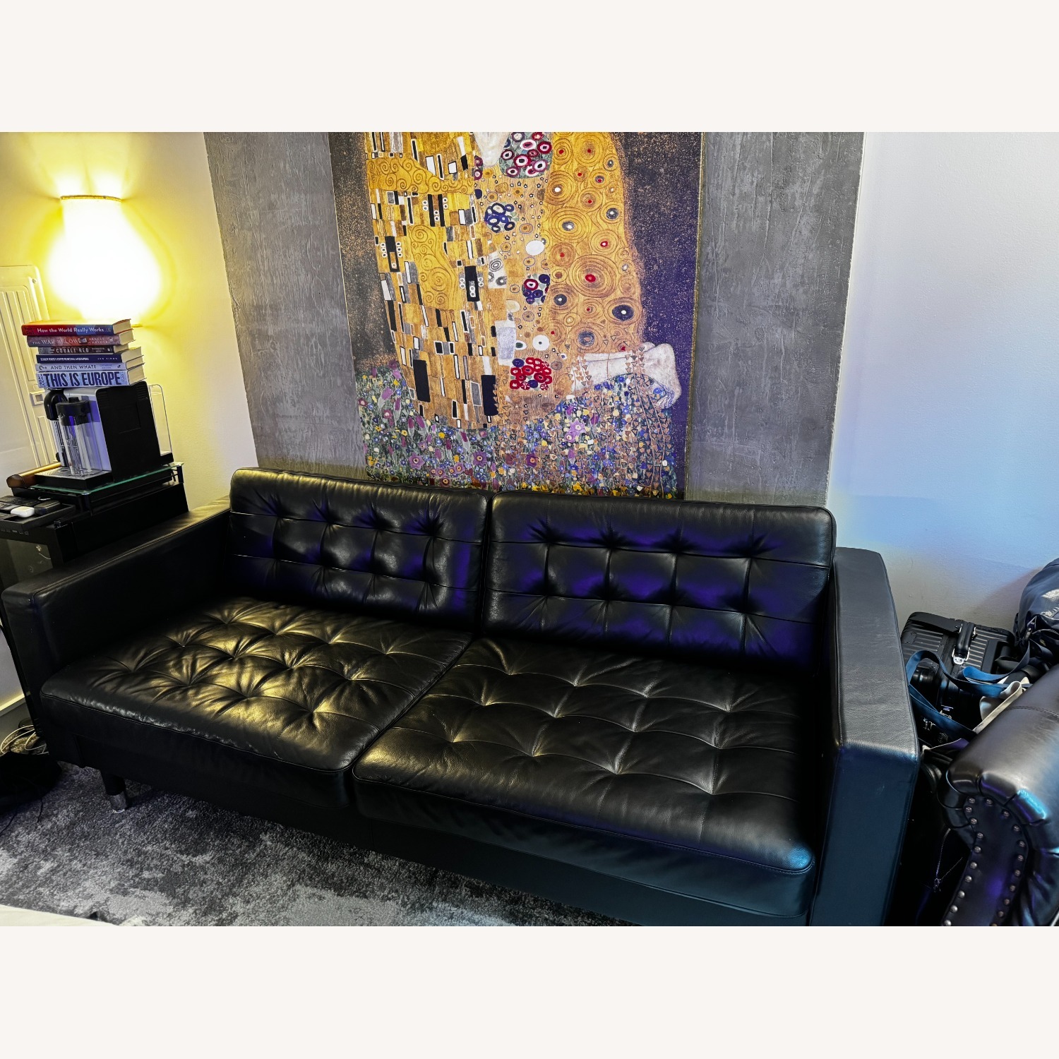 IKEA Morabo Leather Sofa Black - image-2