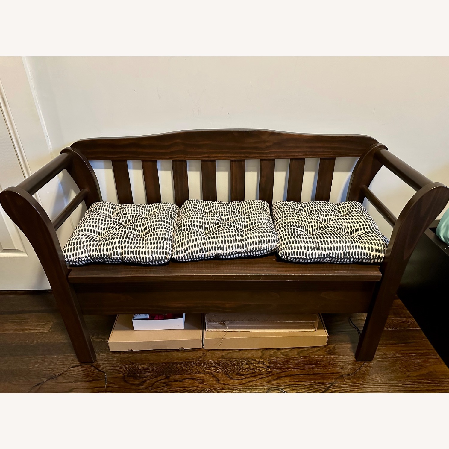 4 Antique Wooden Bench with Storage - image-5