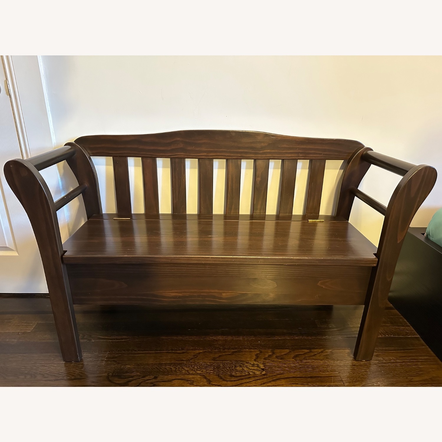 4 Antique Wooden Bench with Storage - image-1