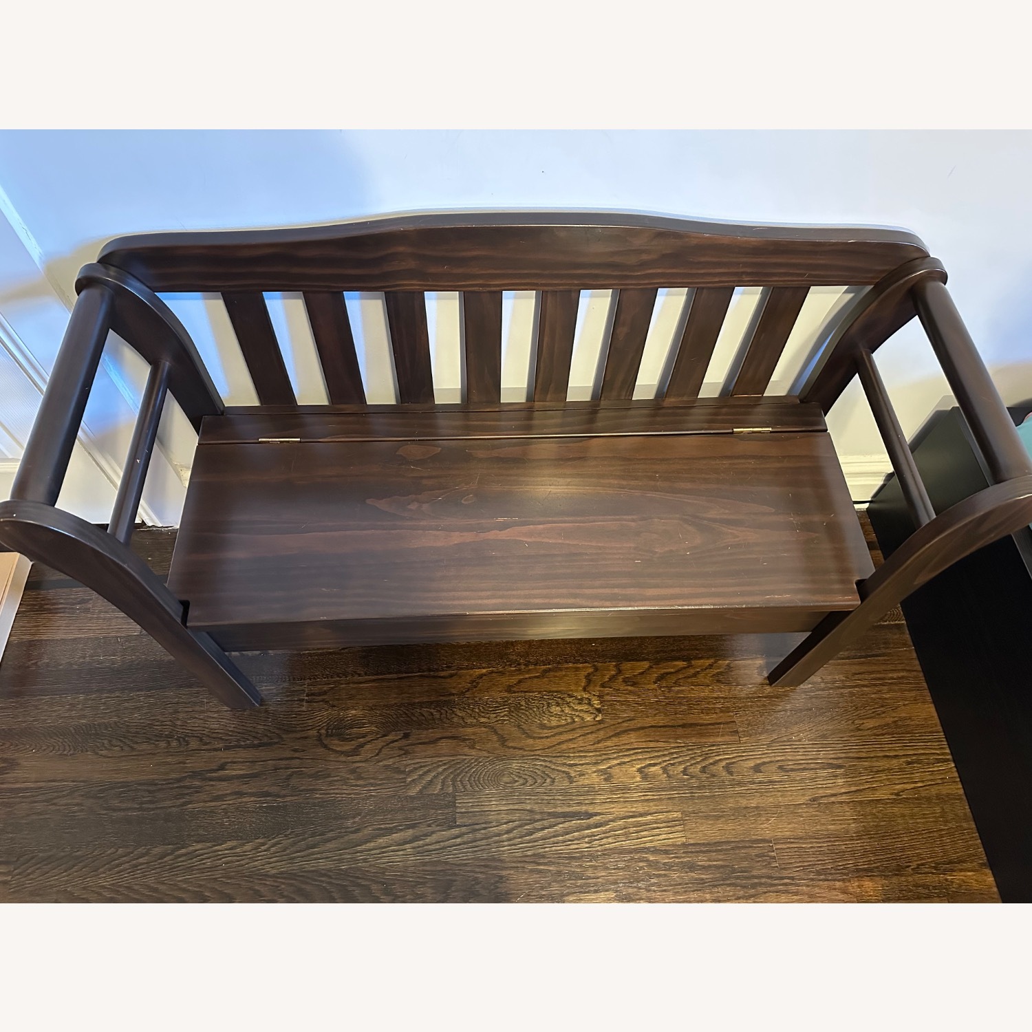 4 Antique Wooden Bench with Storage - image-2