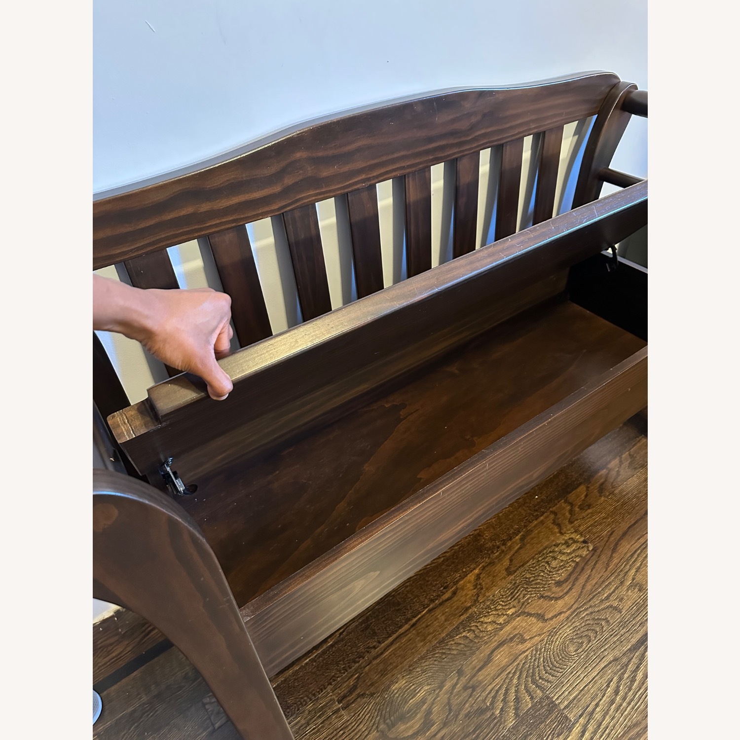 4 Antique Wooden Bench with Storage - image-3