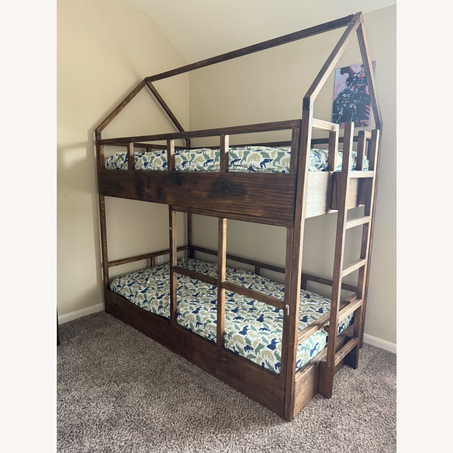 Custom Made Solid Wood House Bunk Bed - image-1