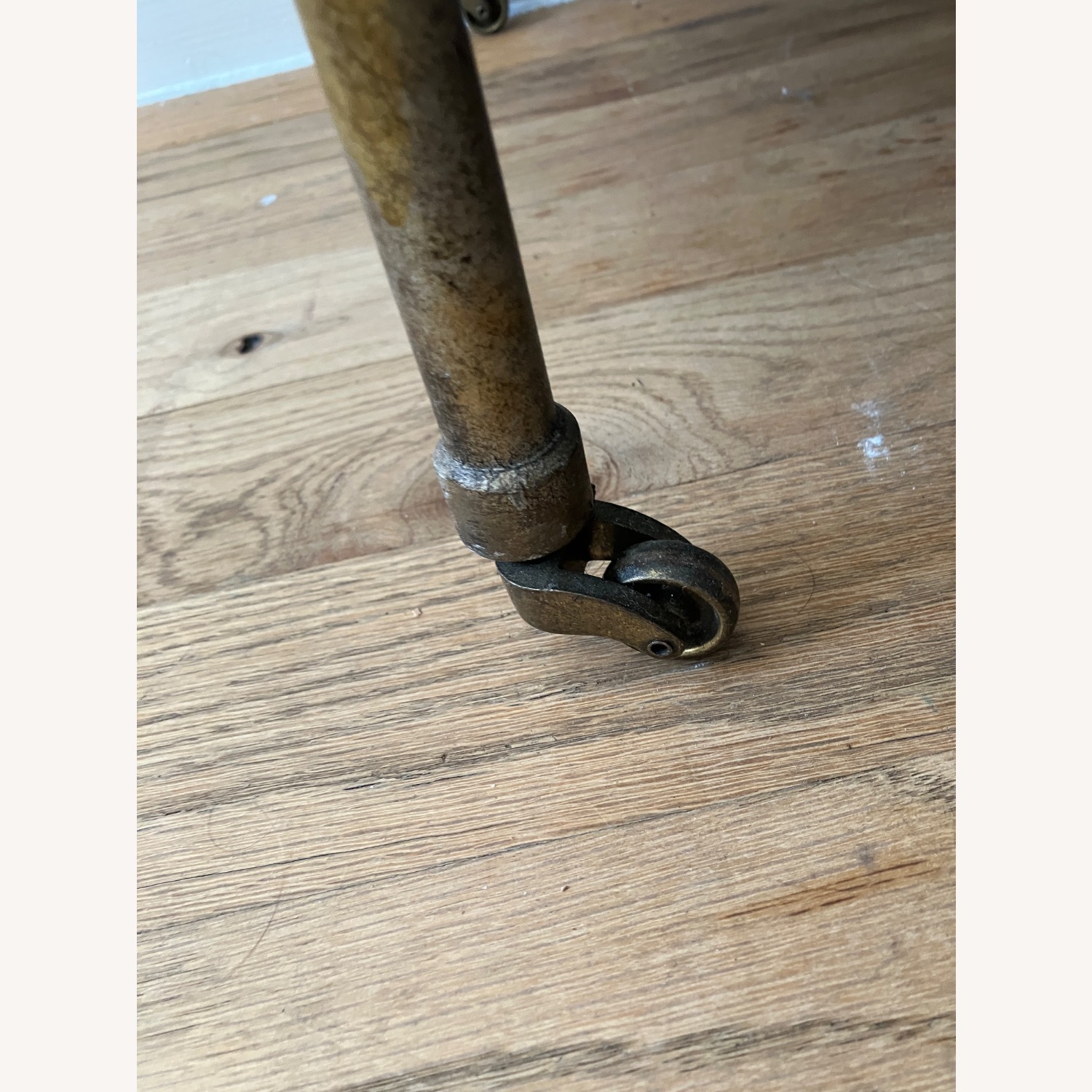 Vintage Glass/Metal Side Table With Wheels - image-2