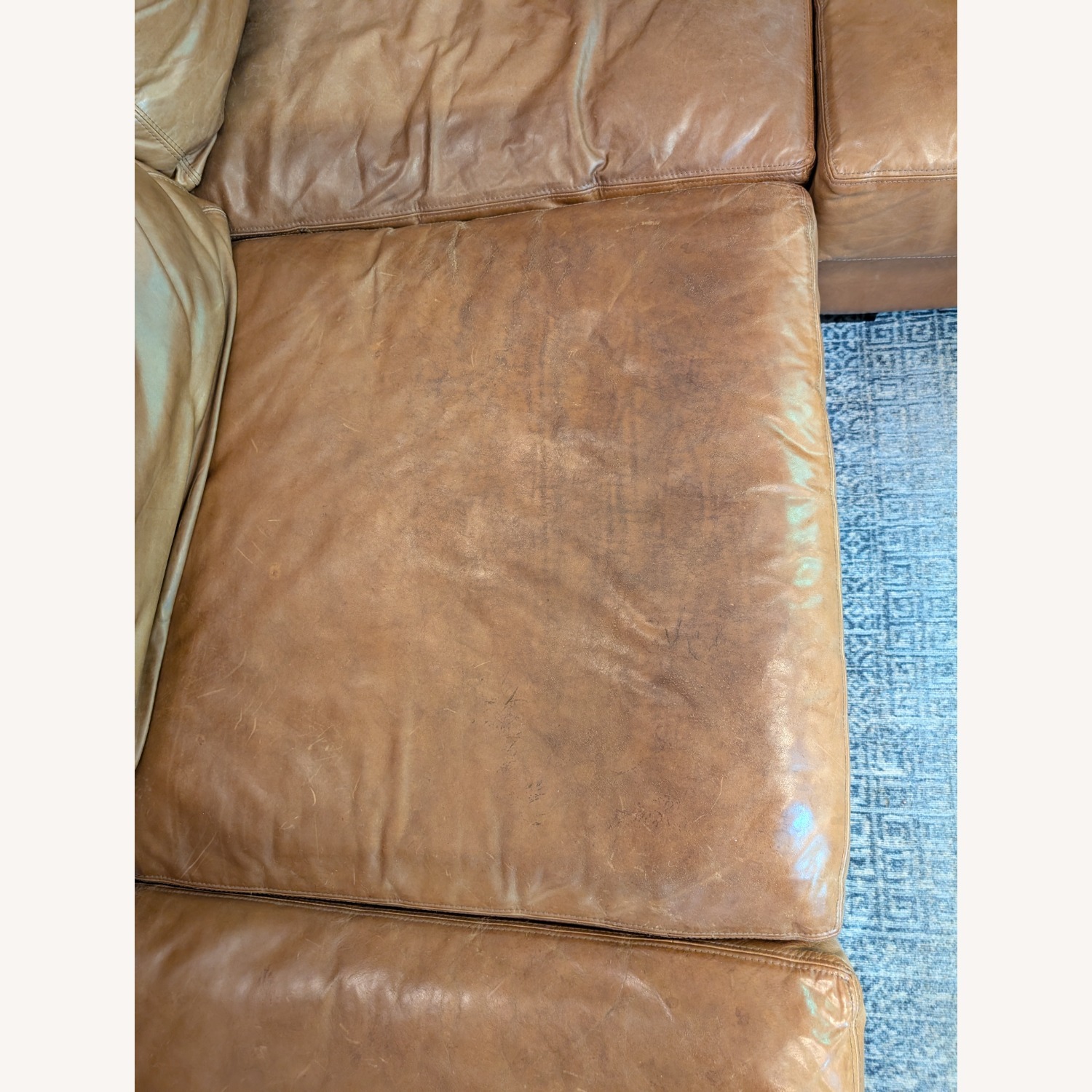 Pottery Barn Turner Caramel Brown Leather Sofa - image-5