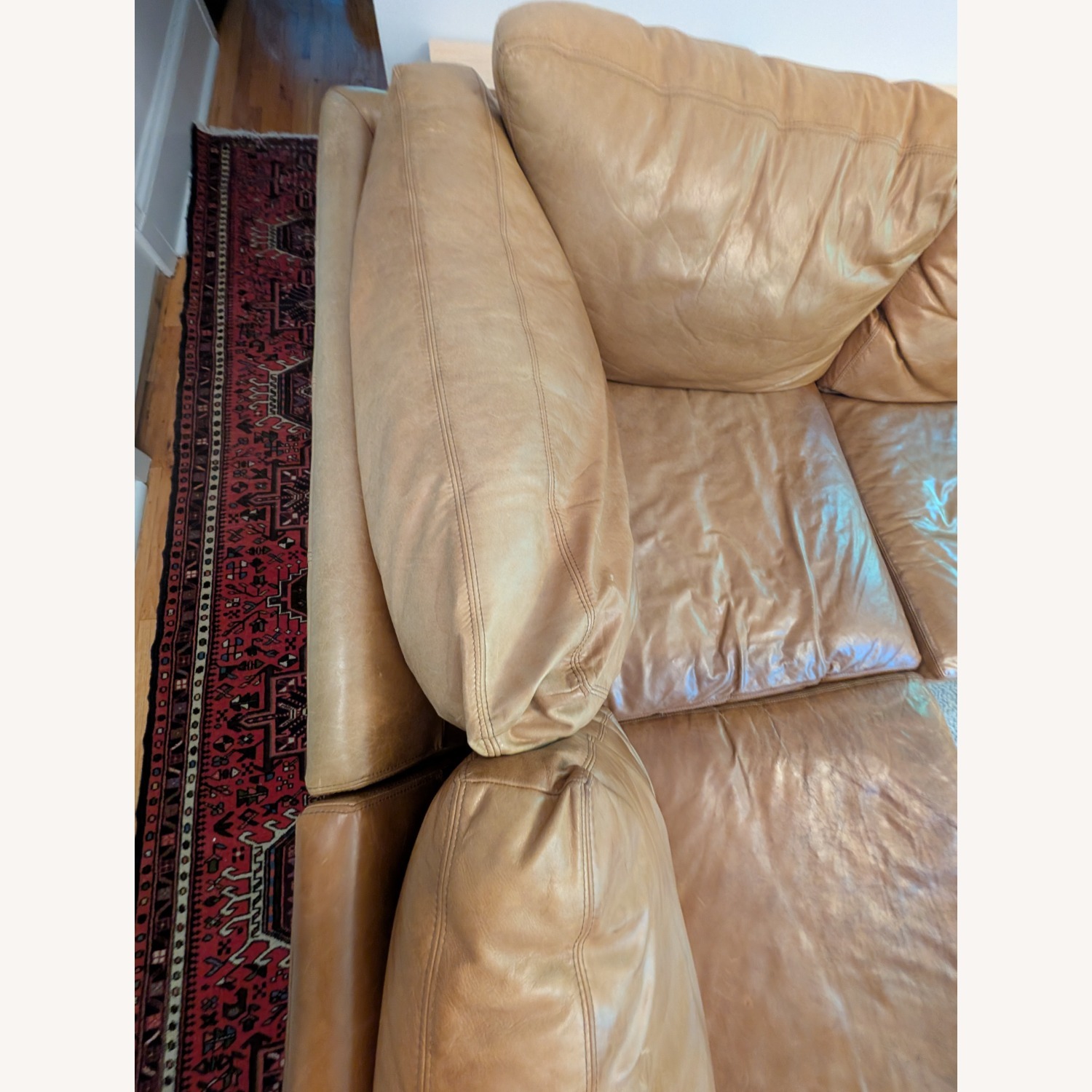 Pottery Barn Turner Caramel Brown Leather Sofa - image-4