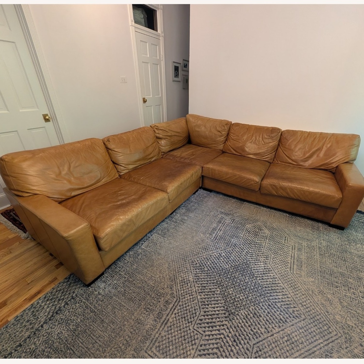 Pottery Barn Turner Caramel Brown Leather Sofa - image-2