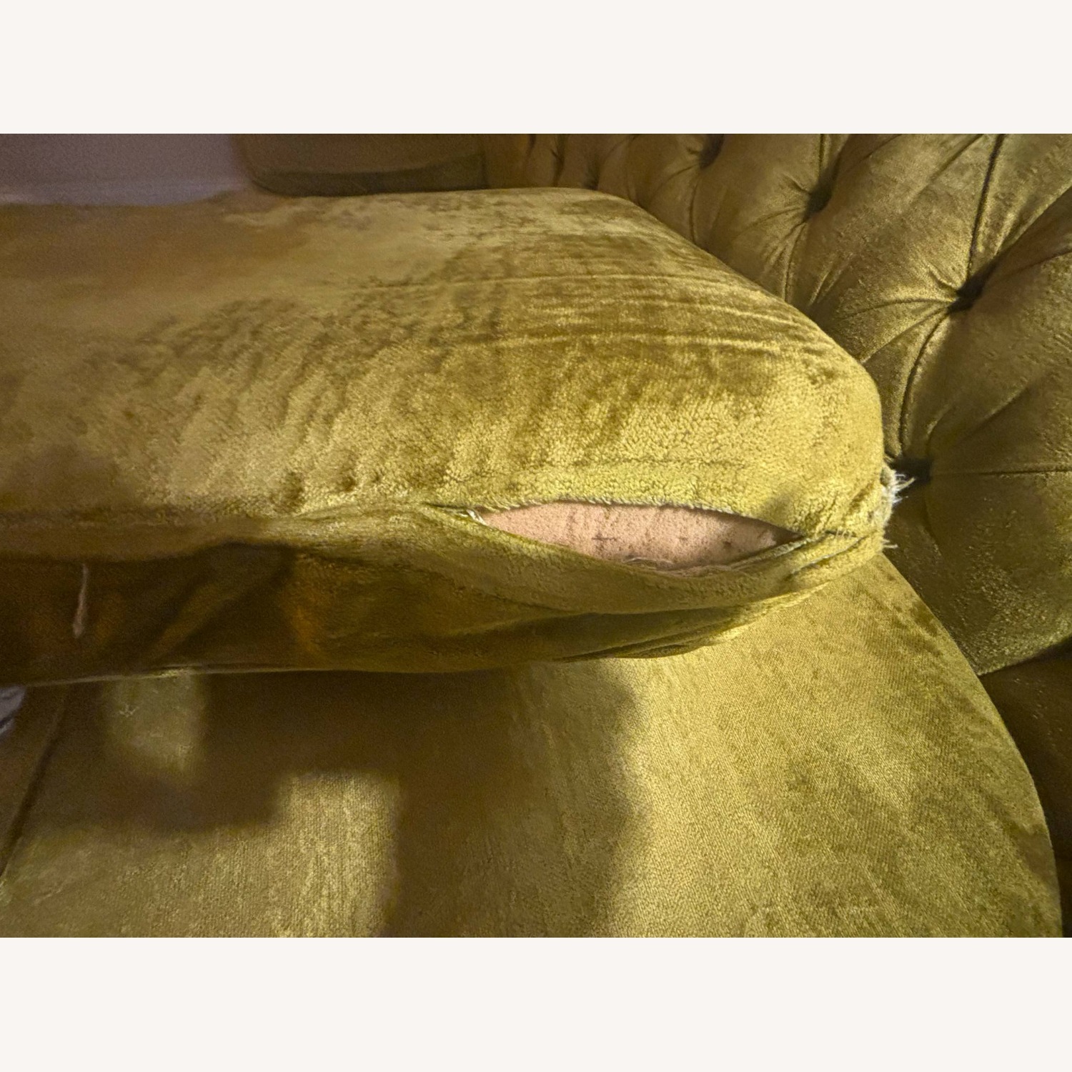 Vintage Chartreuse Velvet Sofa - image-2