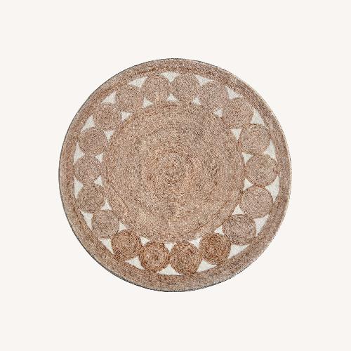 Used Beige Round Rug – Soft Printed Polyester Rug for sale on AptDeco