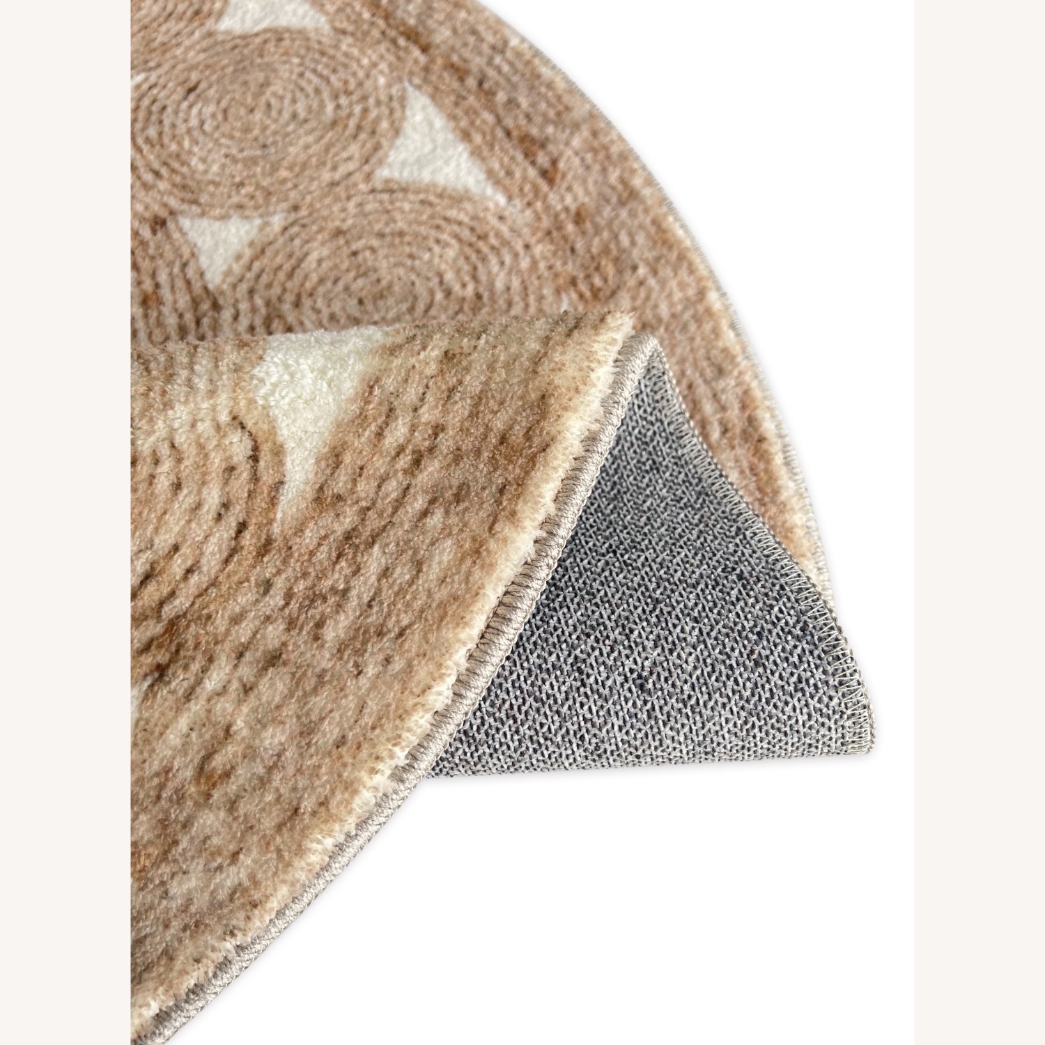 Beige Round Rug – Soft Printed Polyester Rug - image-3