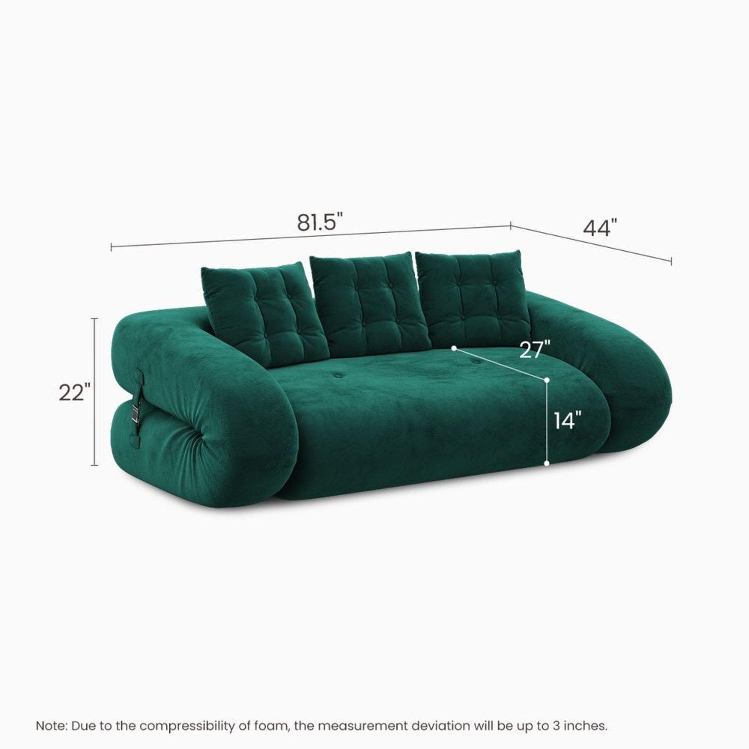 Hernest Green Velvet Sofa Bed  - image-4