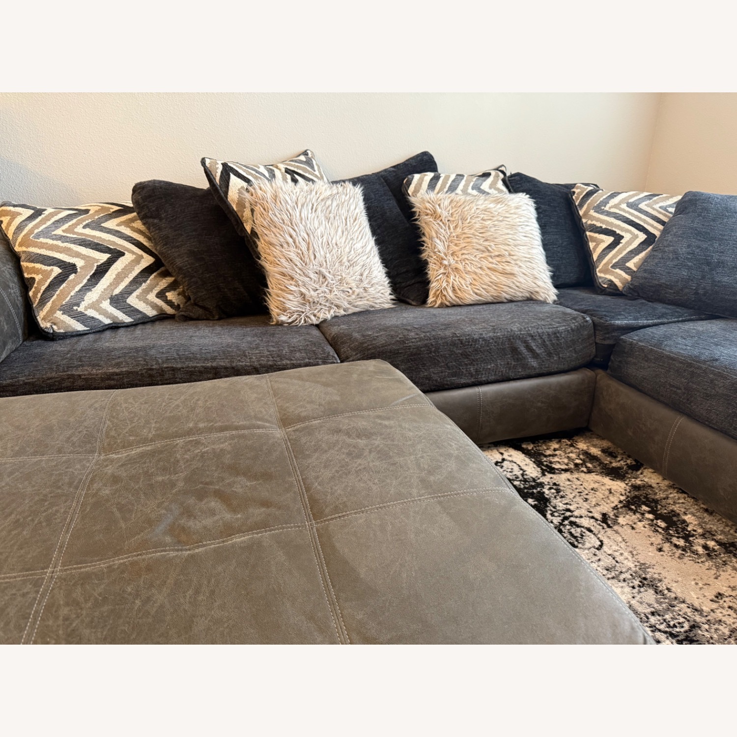 LA Linen Sofa With Chaise and Ottoman - image-2