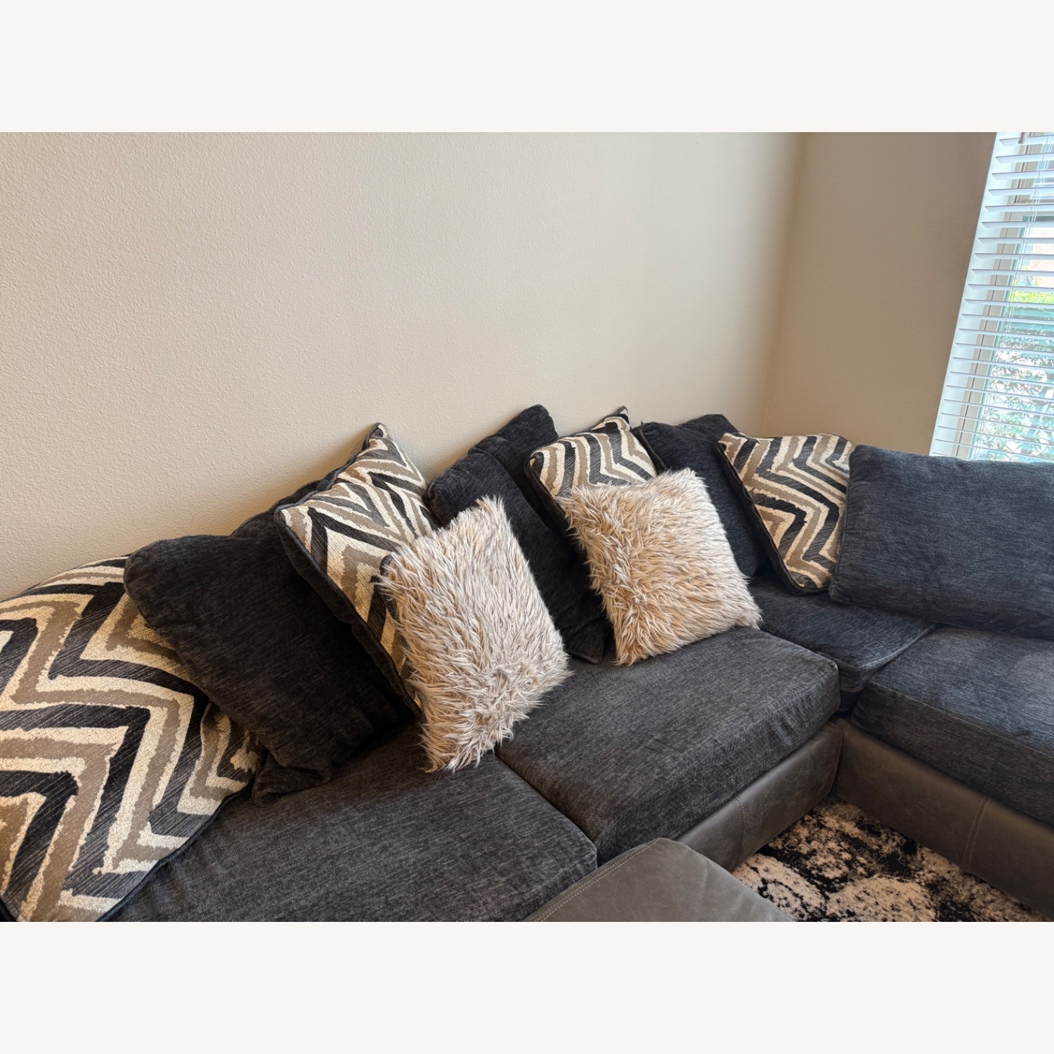 LA Linen Sofa With Chaise and Ottoman - image-1