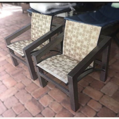 Used Modern Pair Patio Aluminum Sling Chairs for sale on AptDeco