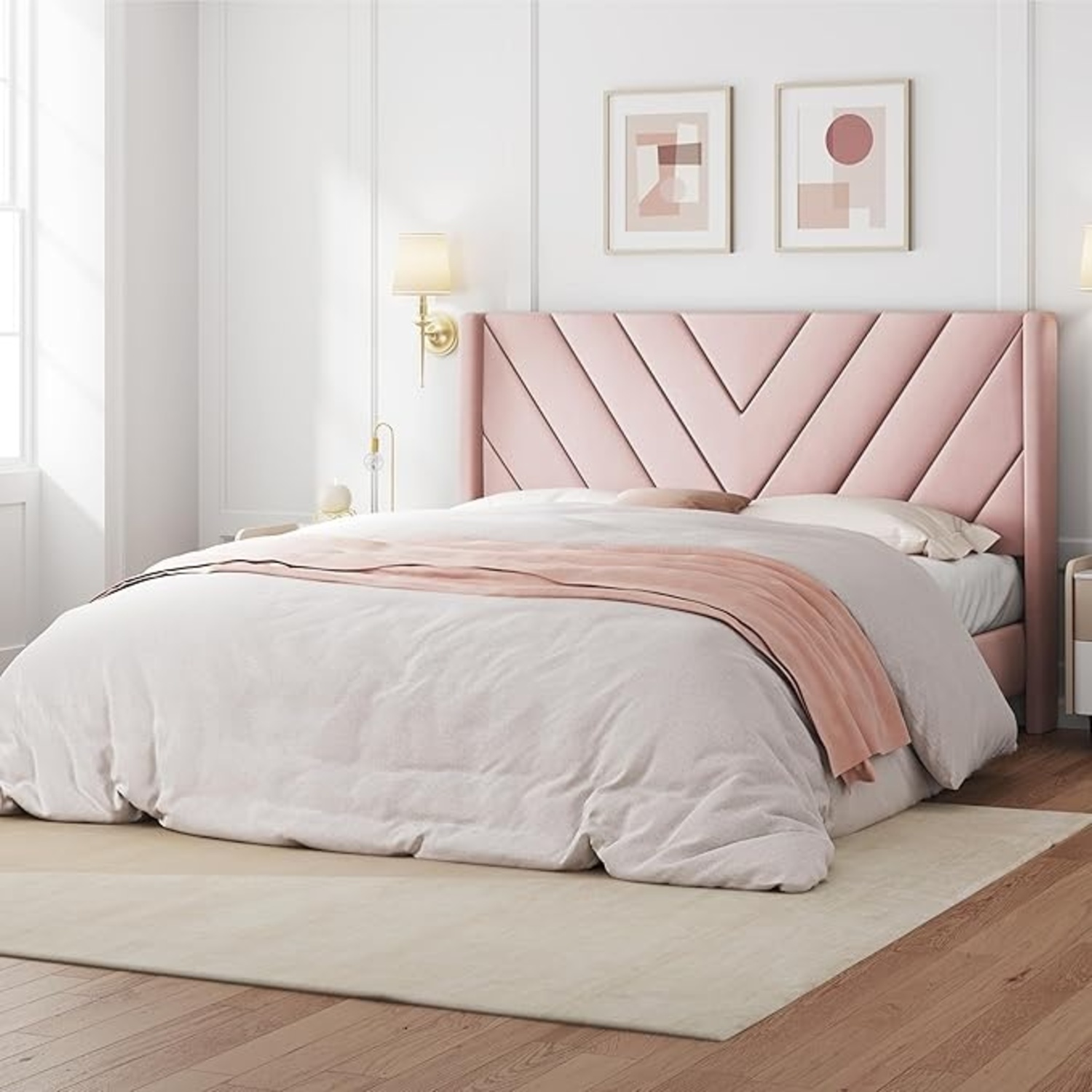 Yaheetech Queen Bed Frame Upholstered Platform Bed - image-4