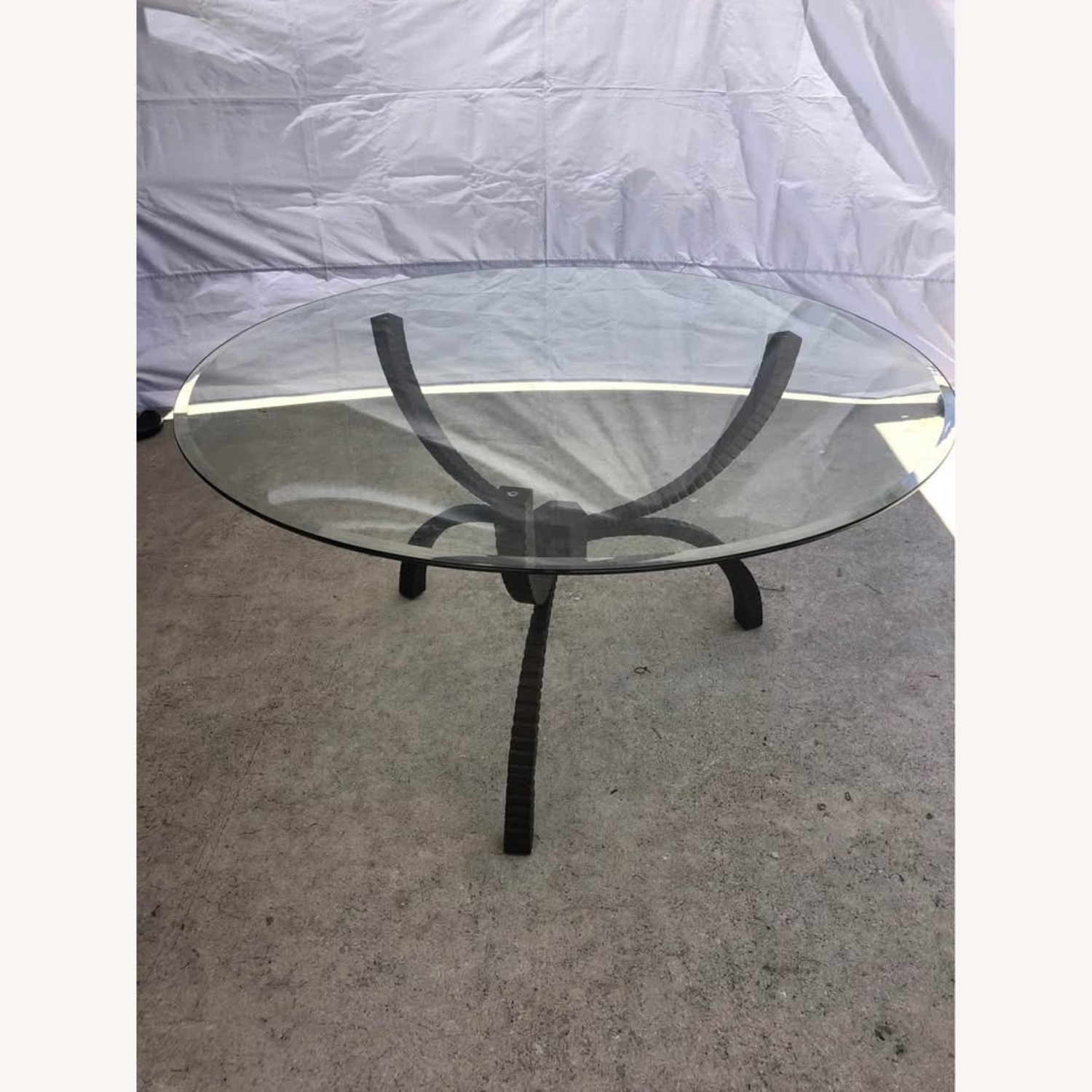 Modern Dining Glass and Metal Table - image-7