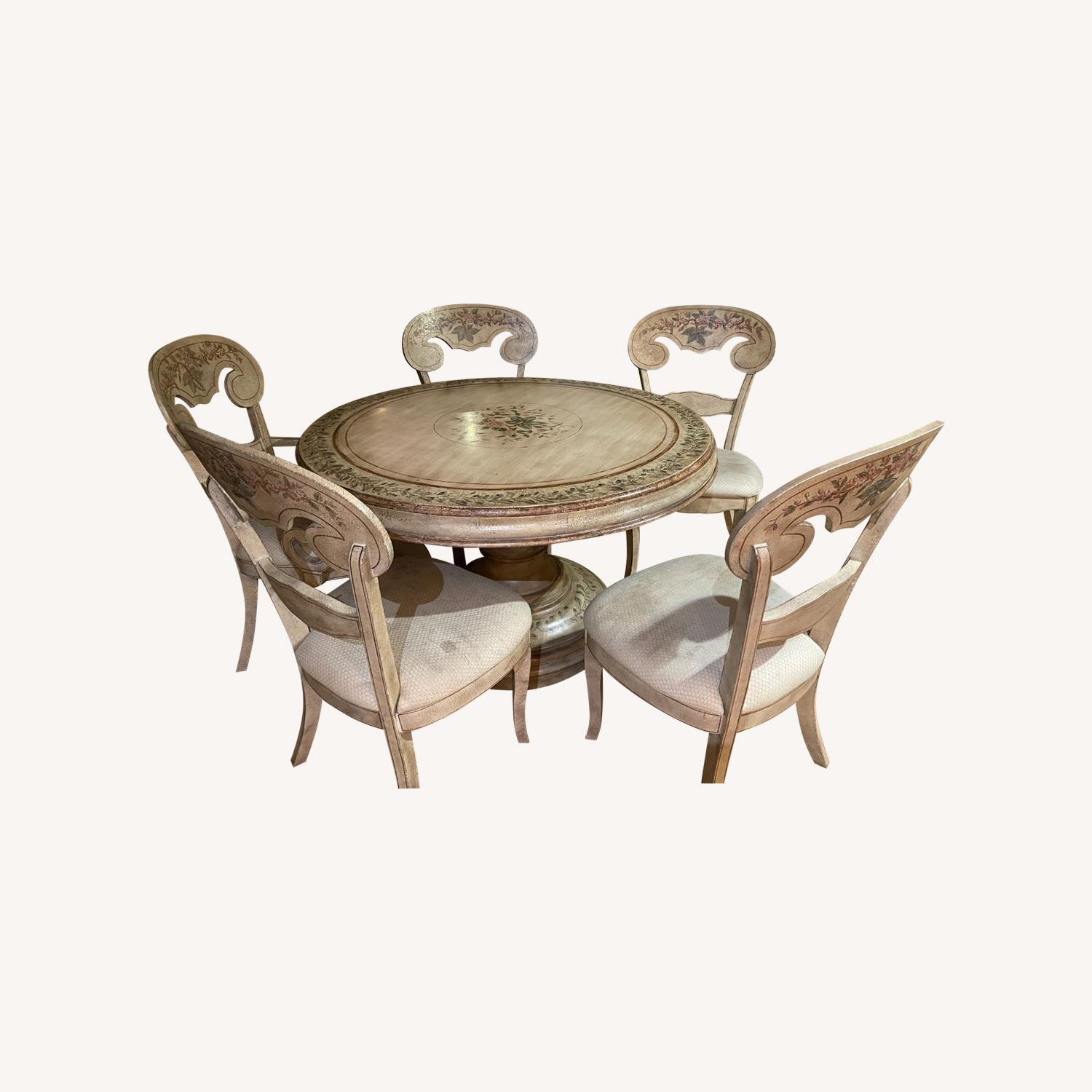 Pedestal Designer Painted Table-6  Matching Chairs - image-0