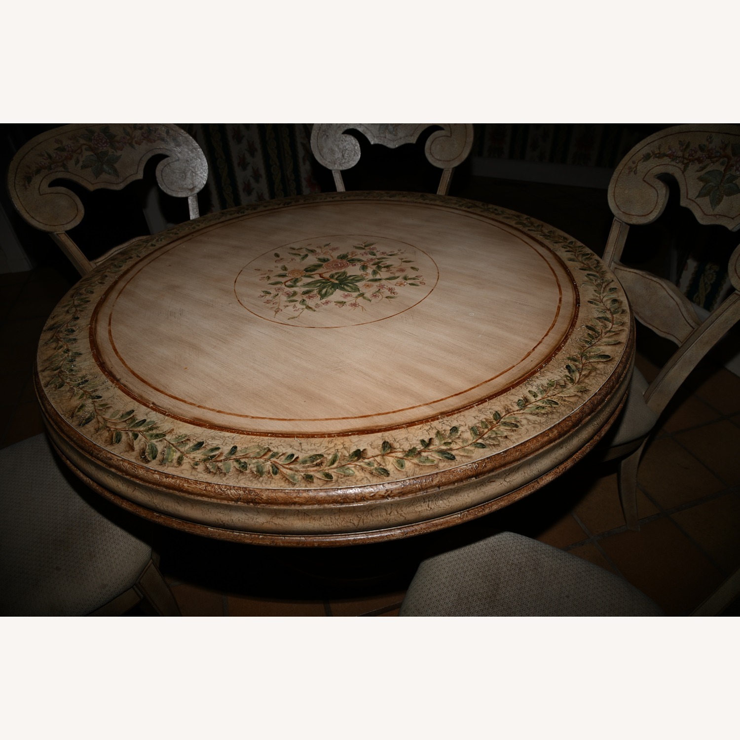 Pedestal Designer Painted Table-6  Matching Chairs - image-3