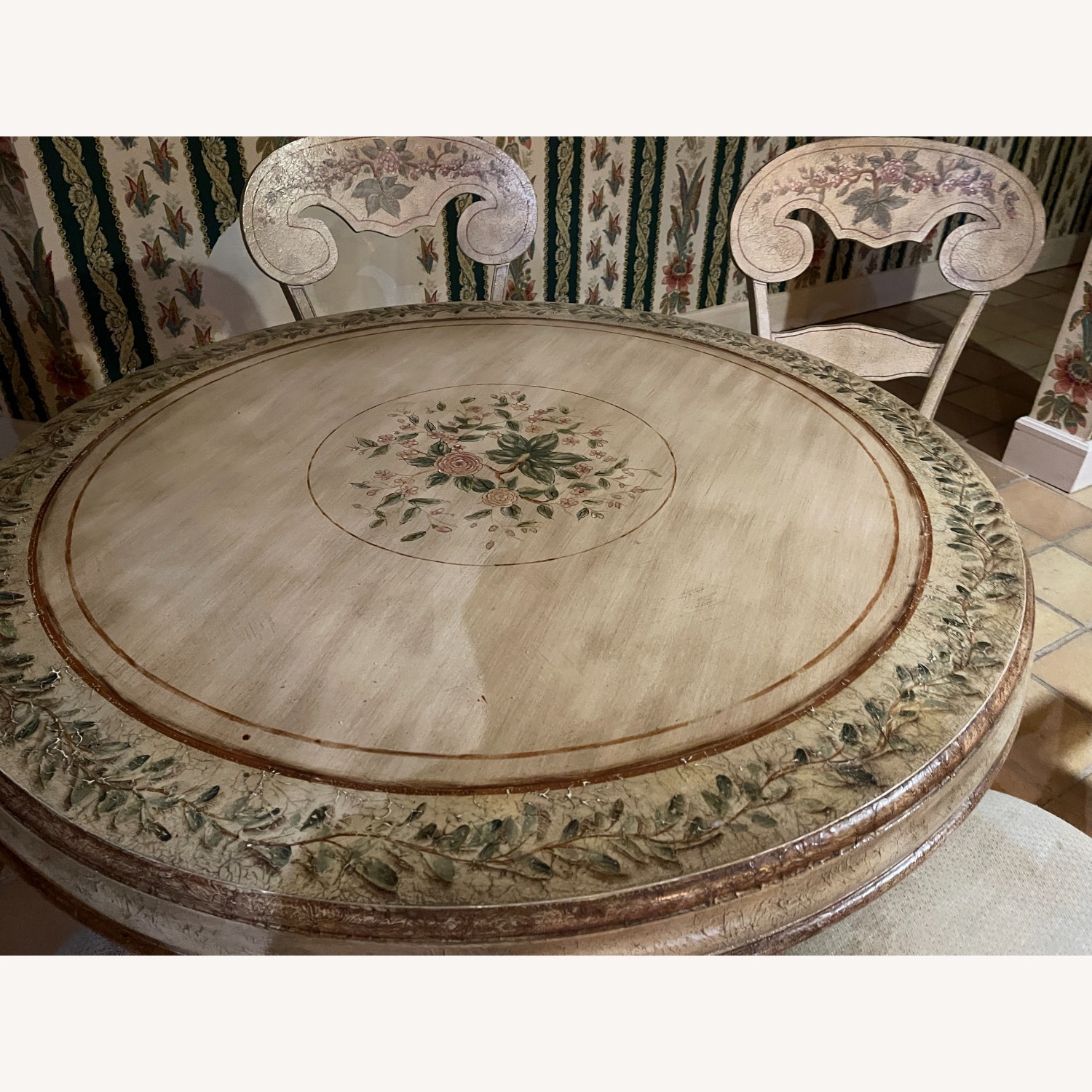 Pedestal Designer Painted Table-6  Matching Chairs - image-5