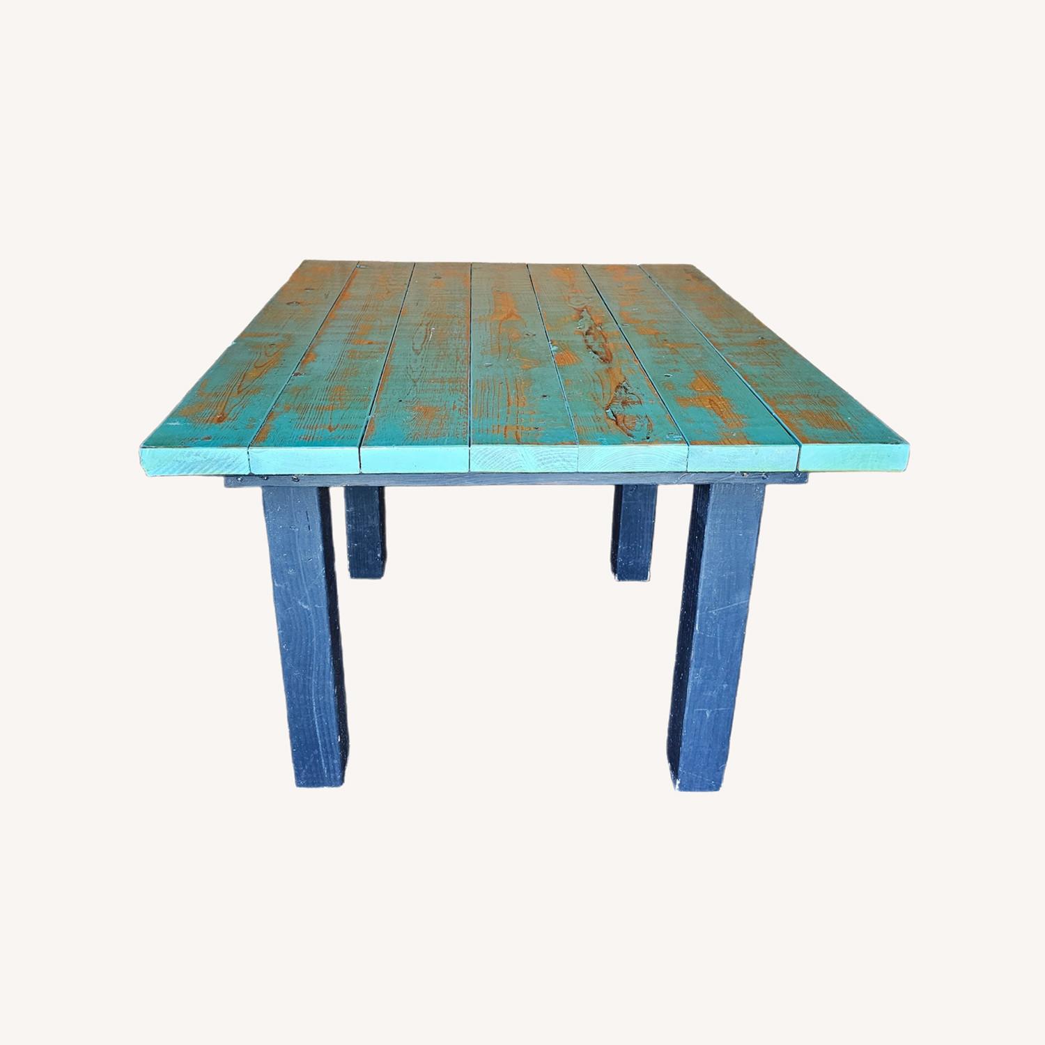 Teal Green Handmade Kitchen Dining Farm Table - image-0
