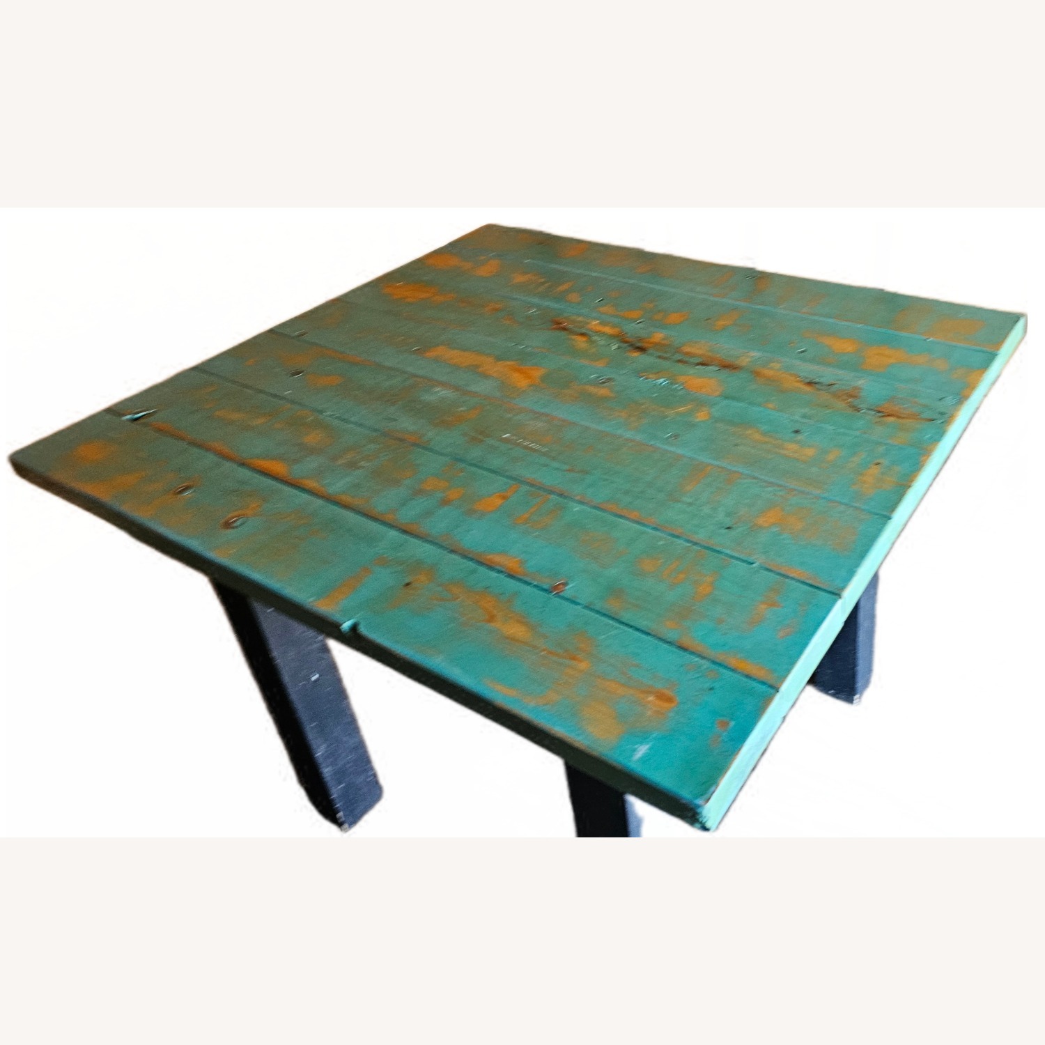 Teal Green Handmade Kitchen Dining Farm Table - image-2