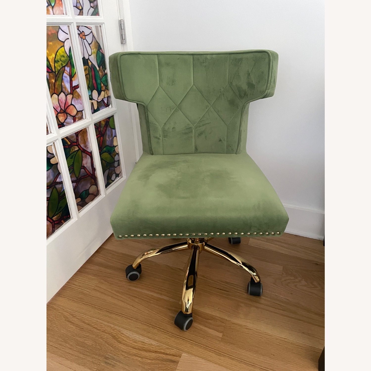 Walmart Green Velvet Office Chair - image-3