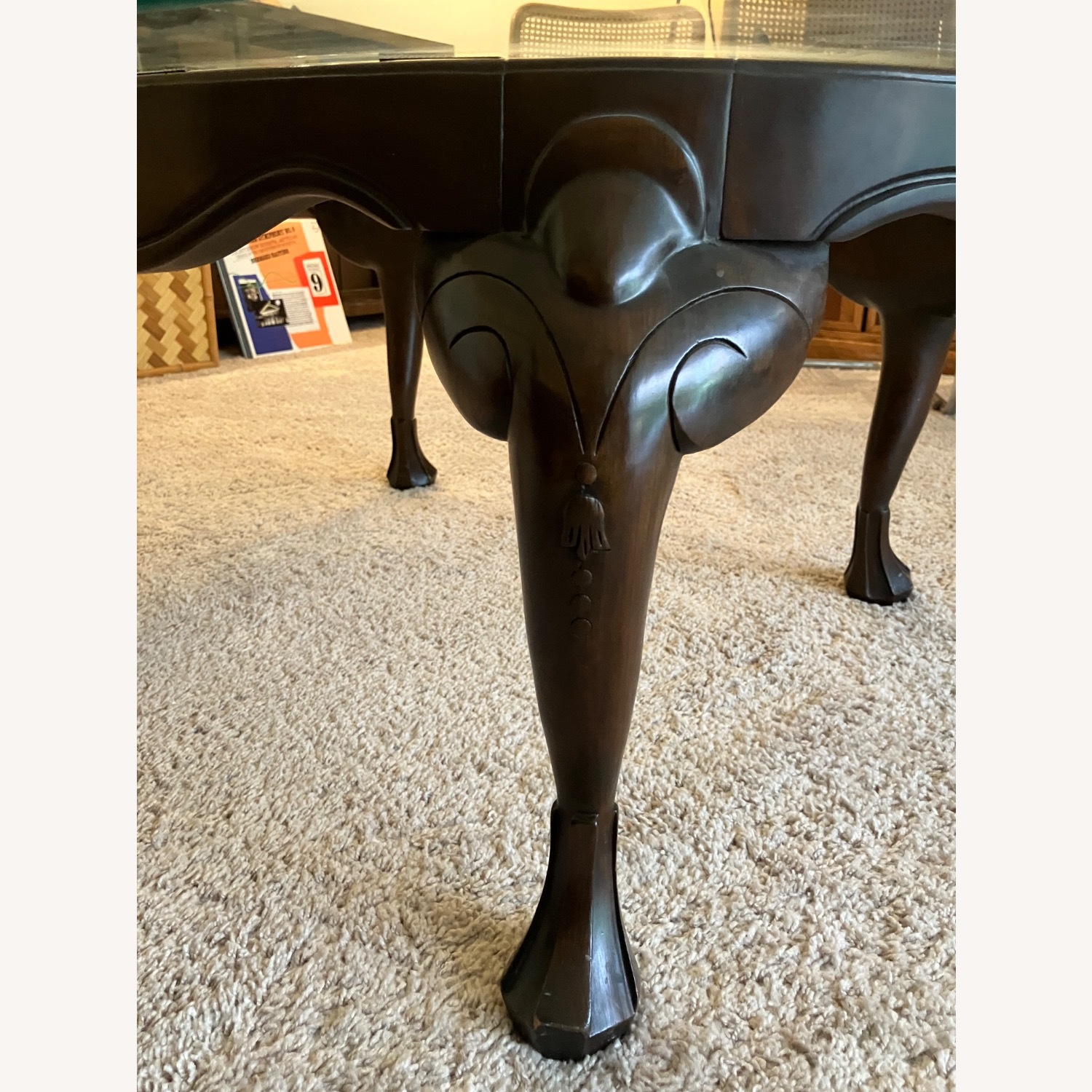 Chippendale Style Glass Top Coffee Table - image-3