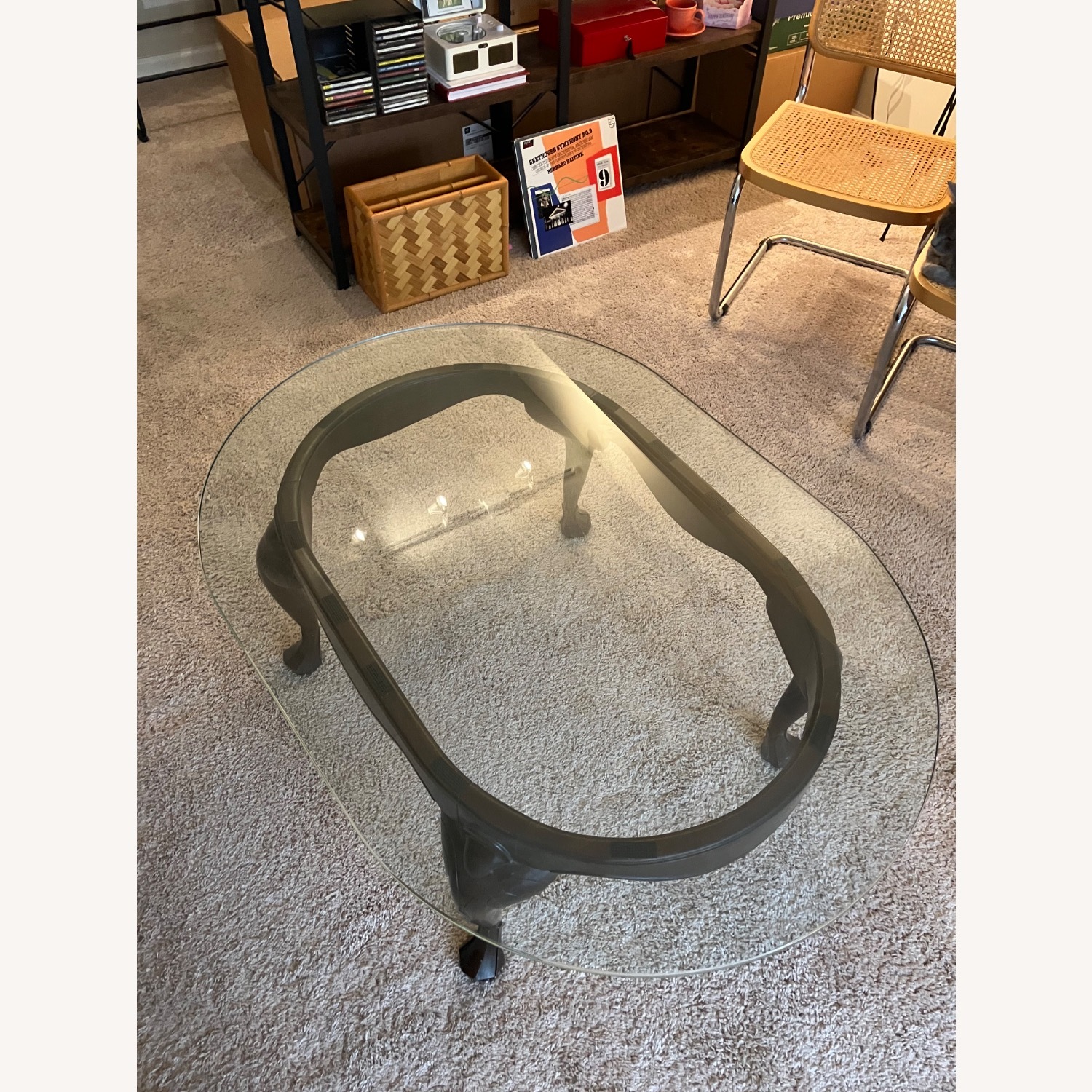 Chippendale Style Glass Top Coffee Table - image-1