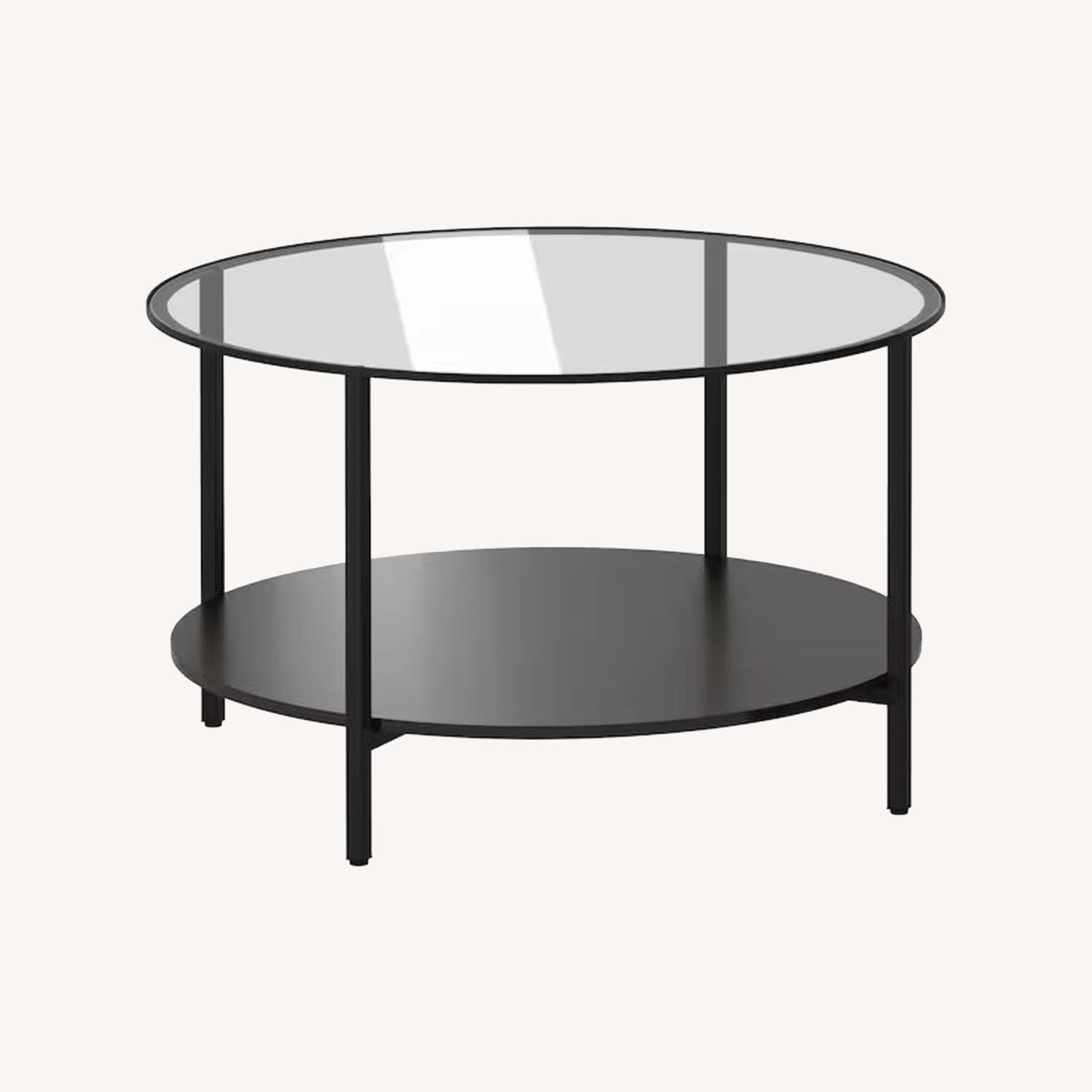 IKEA VITTSJÖ Coffee Table Black Brown Glass - image-0