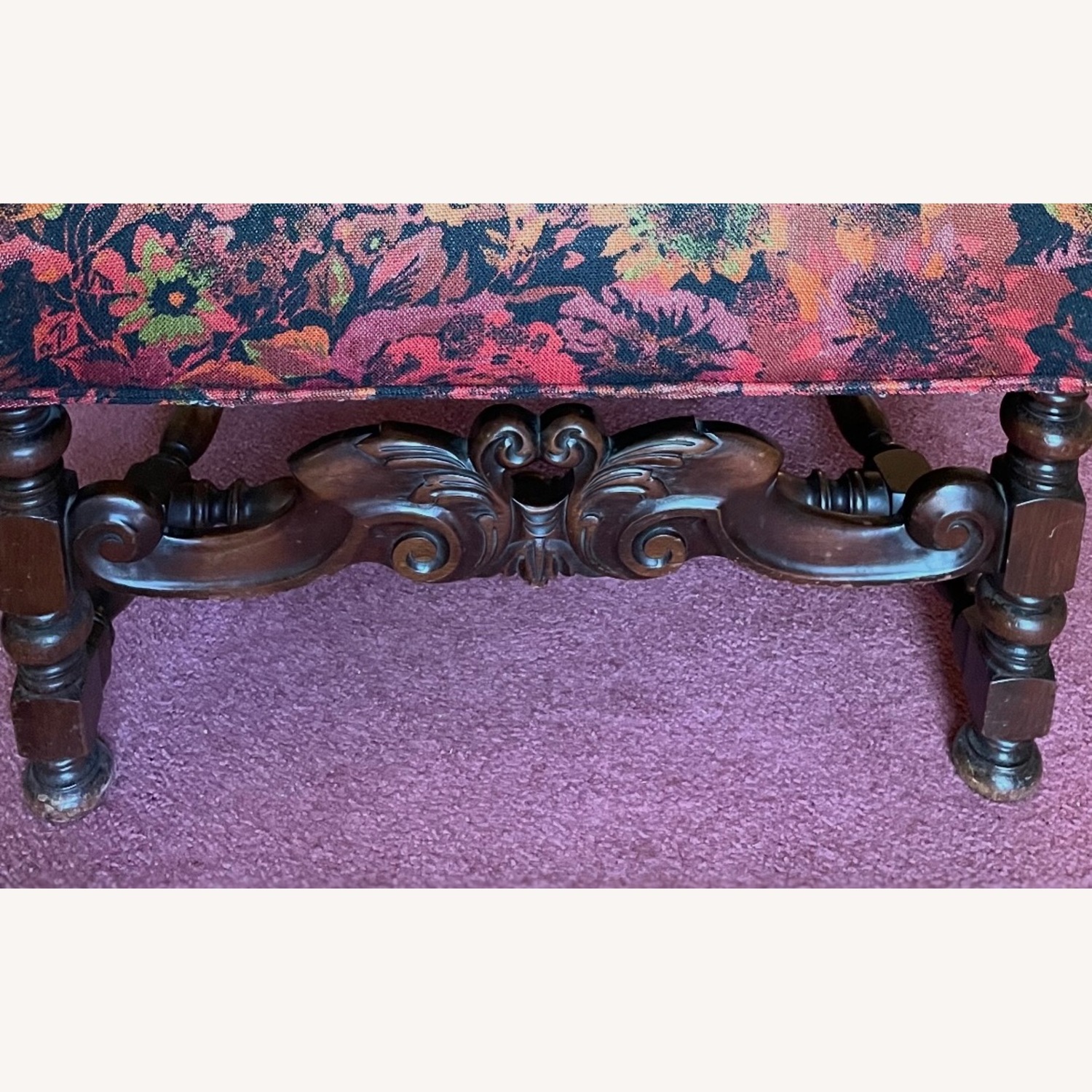 Antique Armchair with Floral Upholstery - image-3