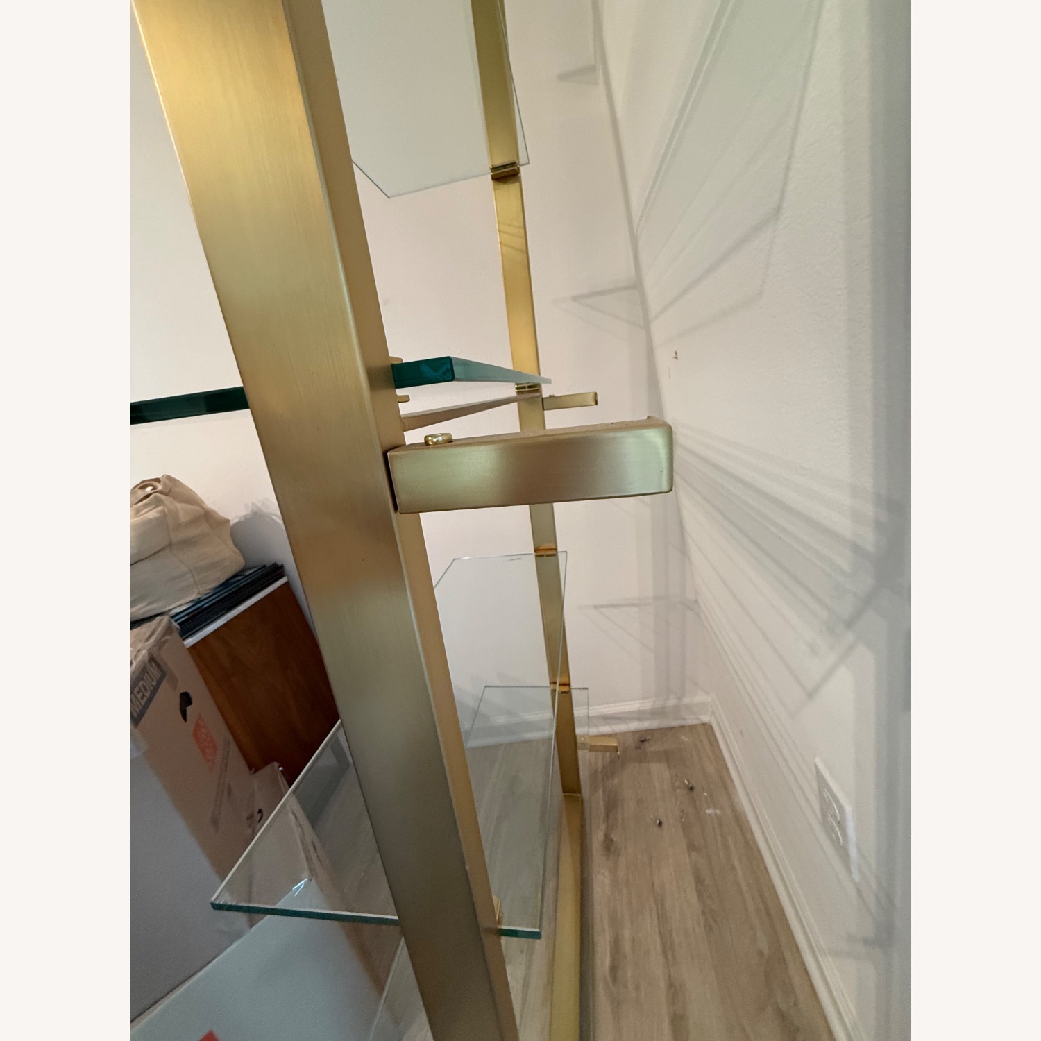 CB2 Tesso Brass Metal Wall Mount Bookshelf - image-6