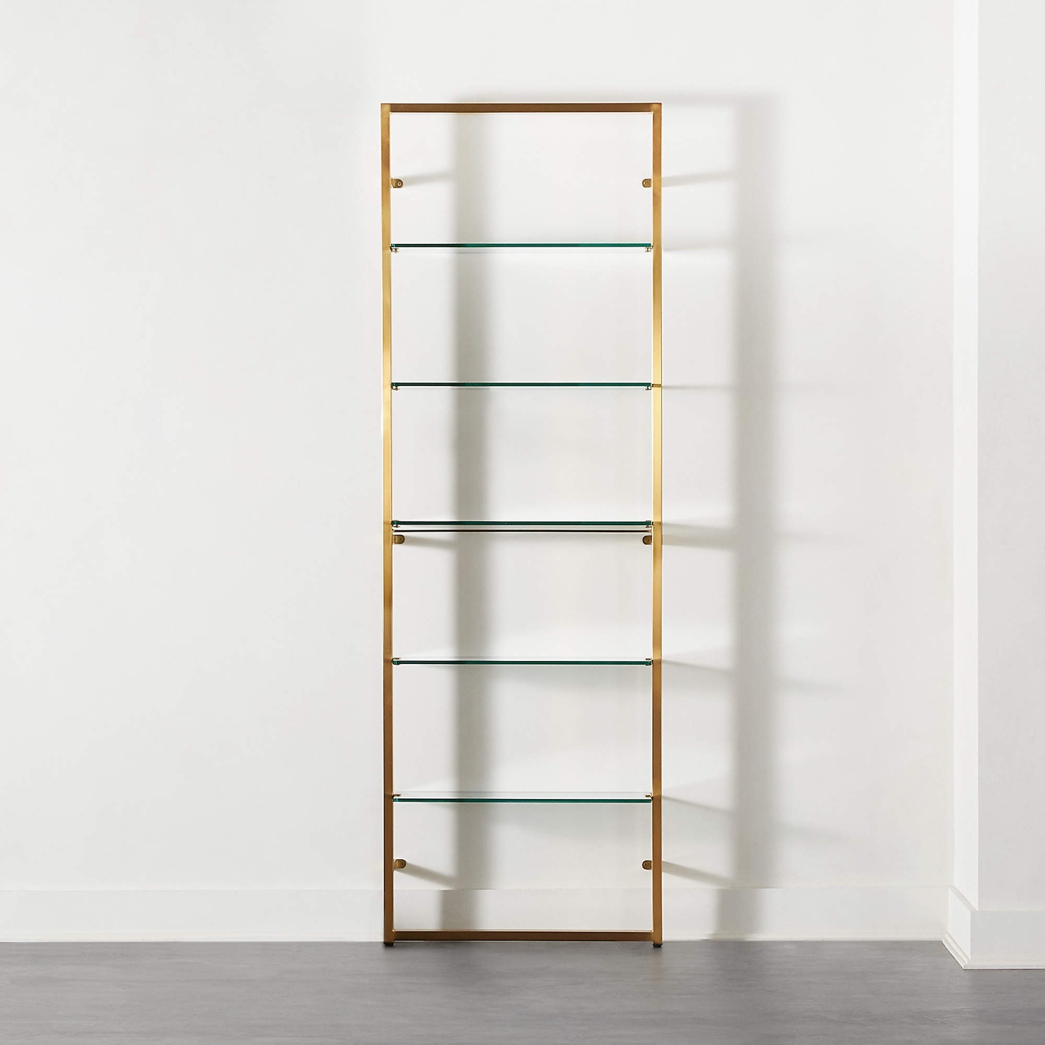 CB2 Tesso Brass Metal Wall Mount Bookshelf - image-7