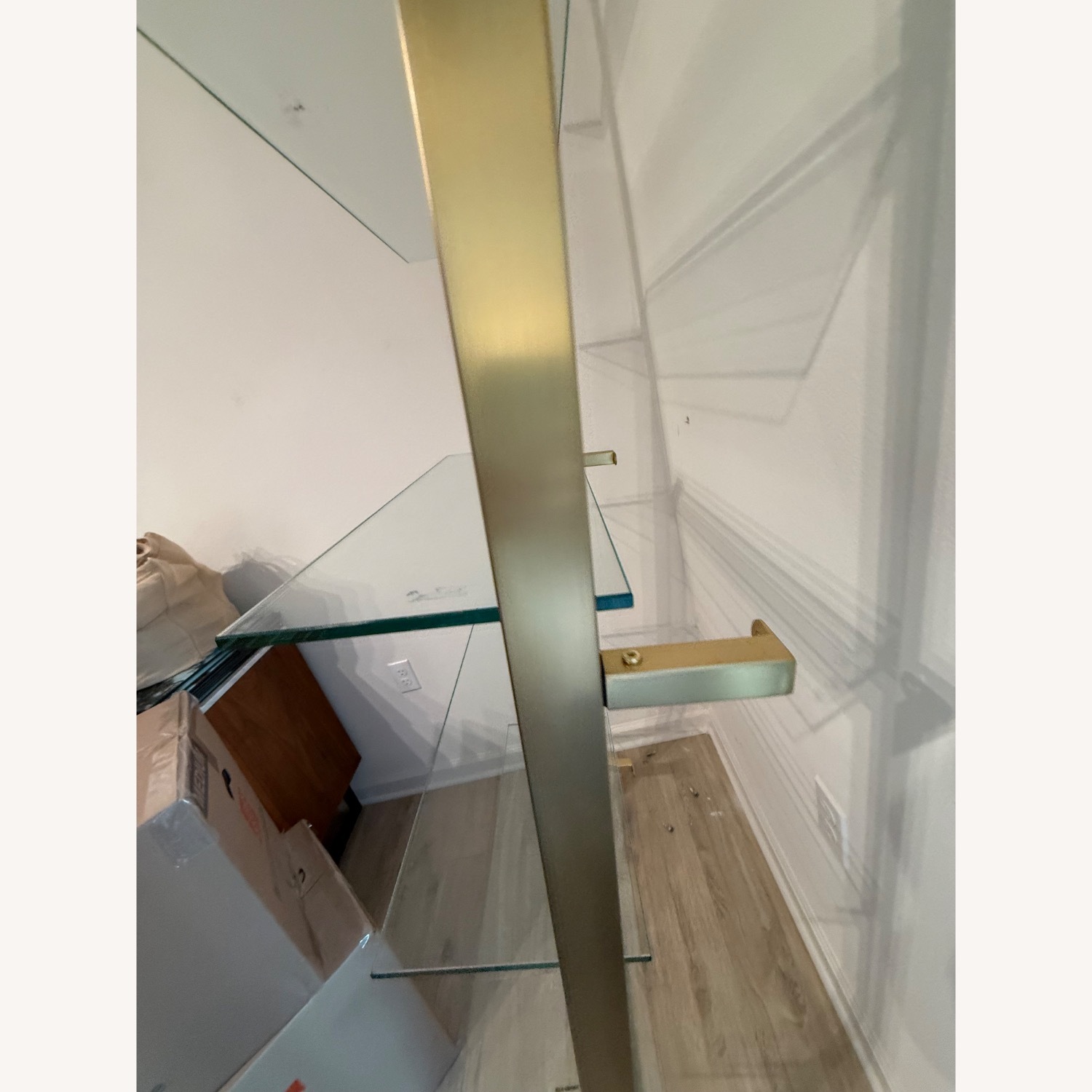 CB2 Tesso Brass Metal Wall Mount Bookshelf - image-5