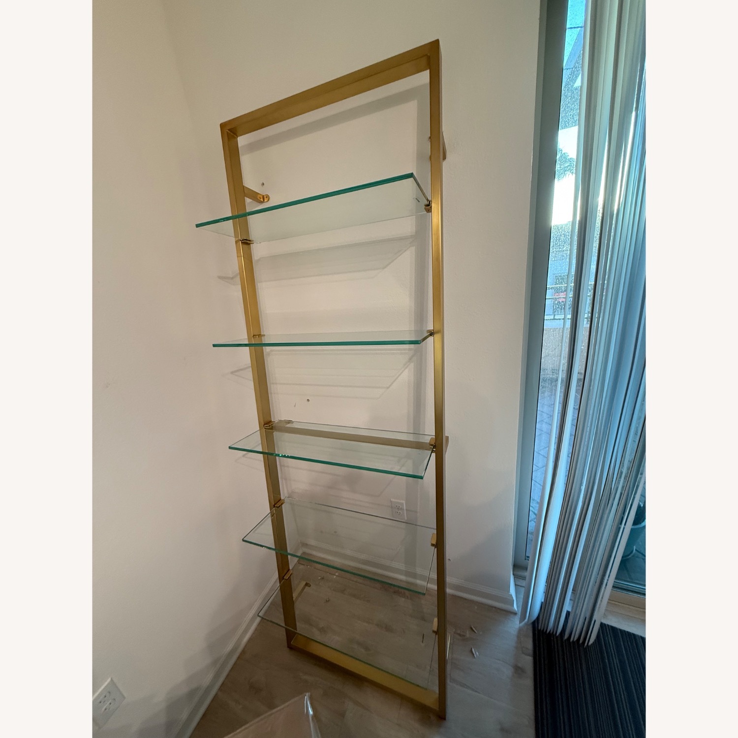 CB2 Tesso Brass Metal Wall Mount Bookshelf - image-4