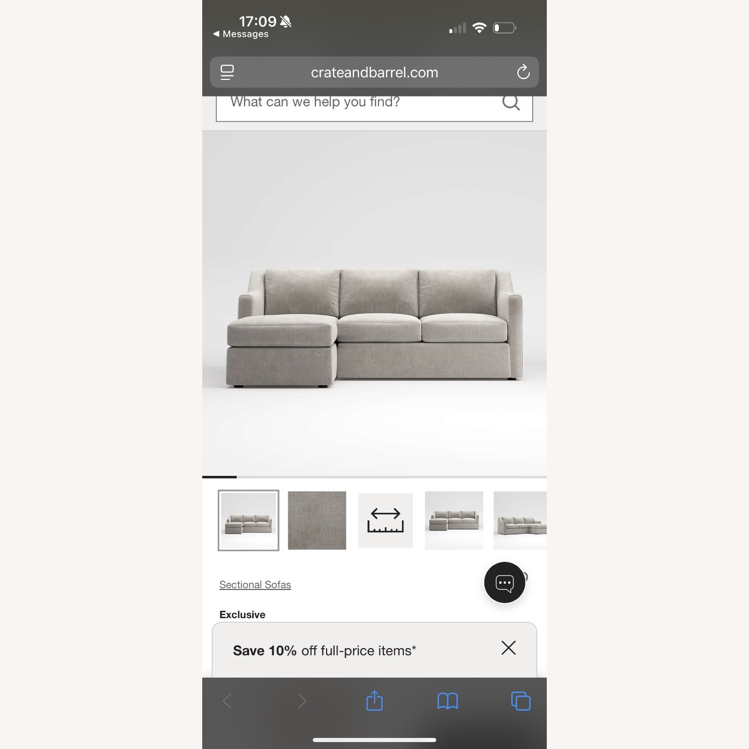 Crate & Barrel Notch Reversible Lounger Sectional - image-6