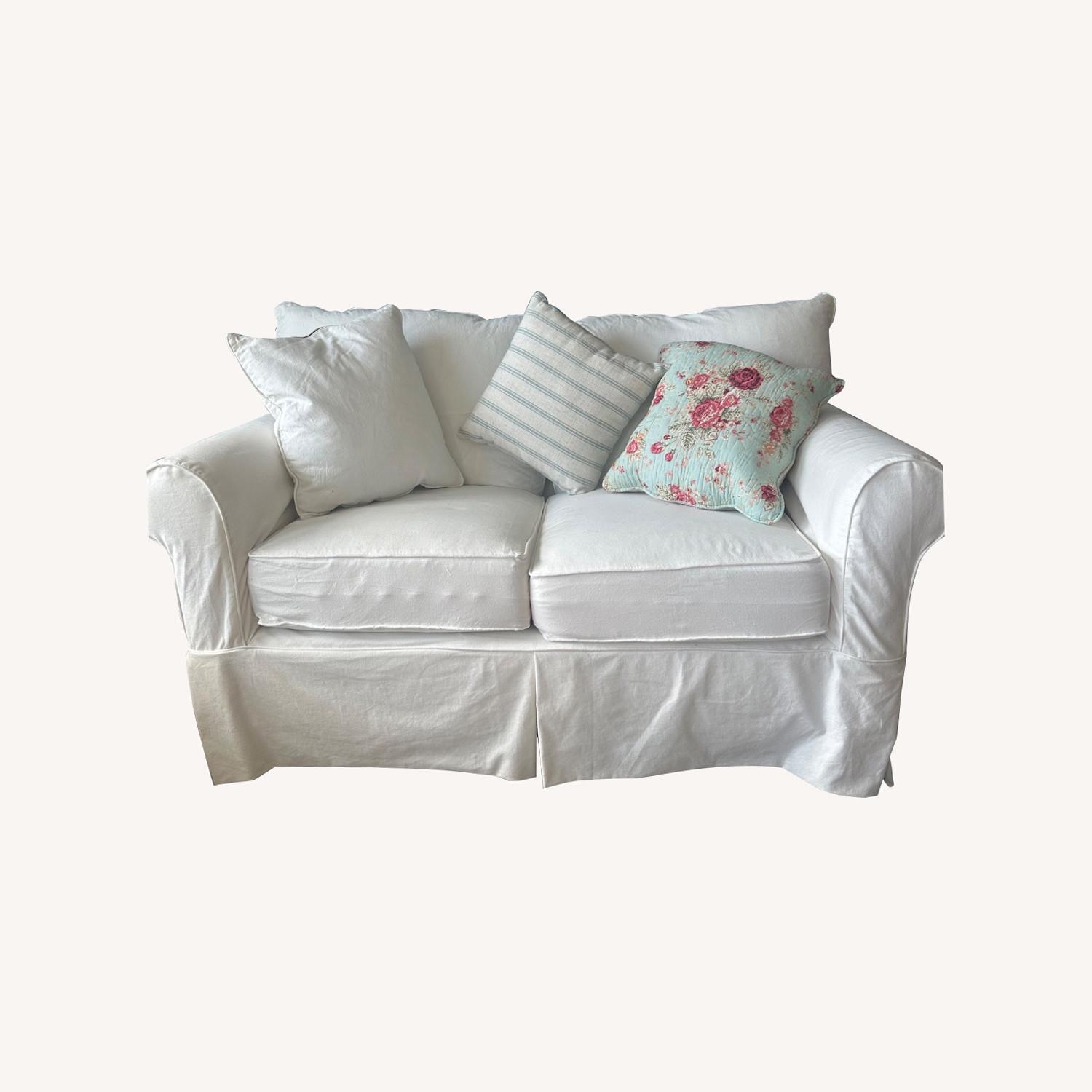 Amari 63" Rolled Arm Slipcovered Loveseat - image-0