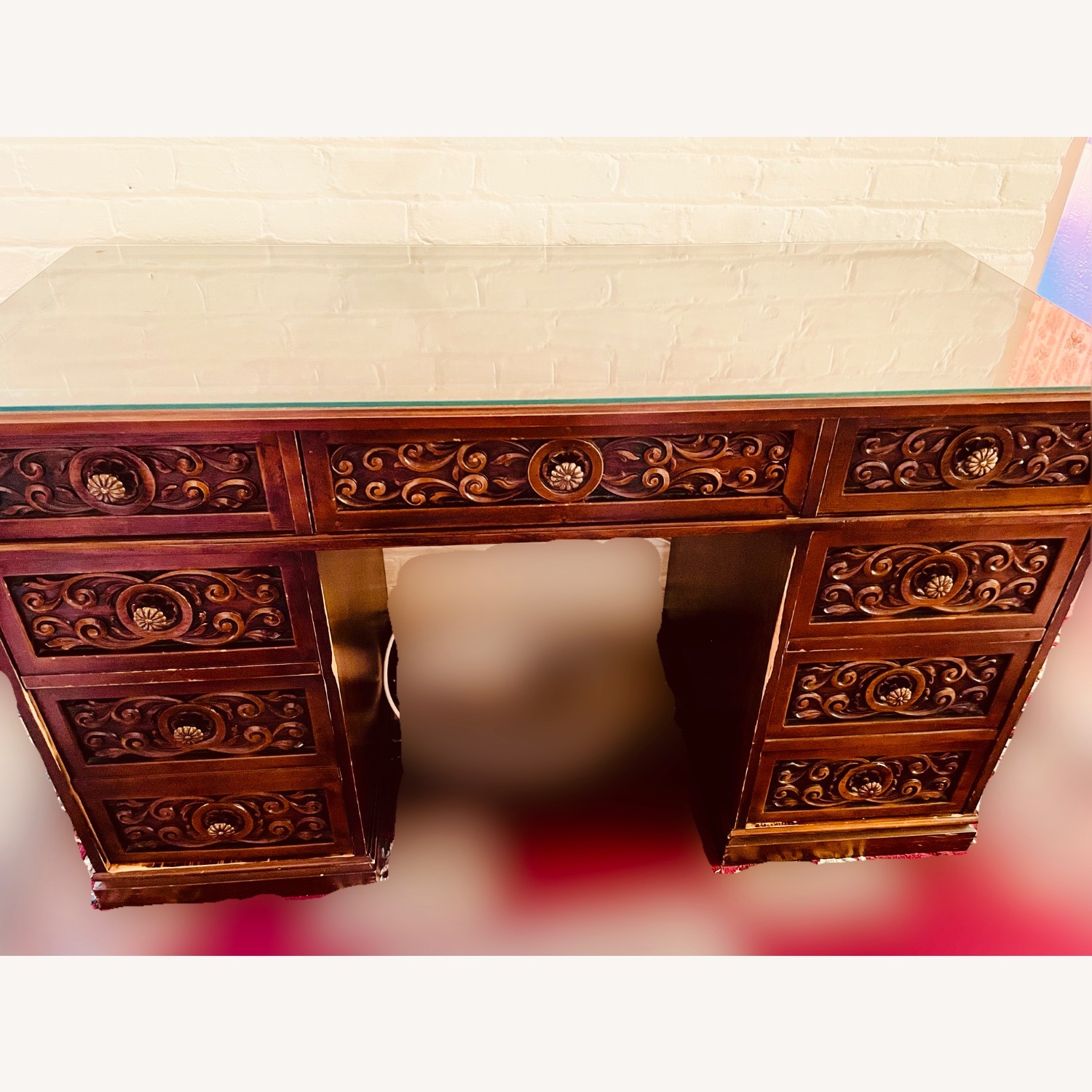 19th Century Carved Wood Desk - image-1