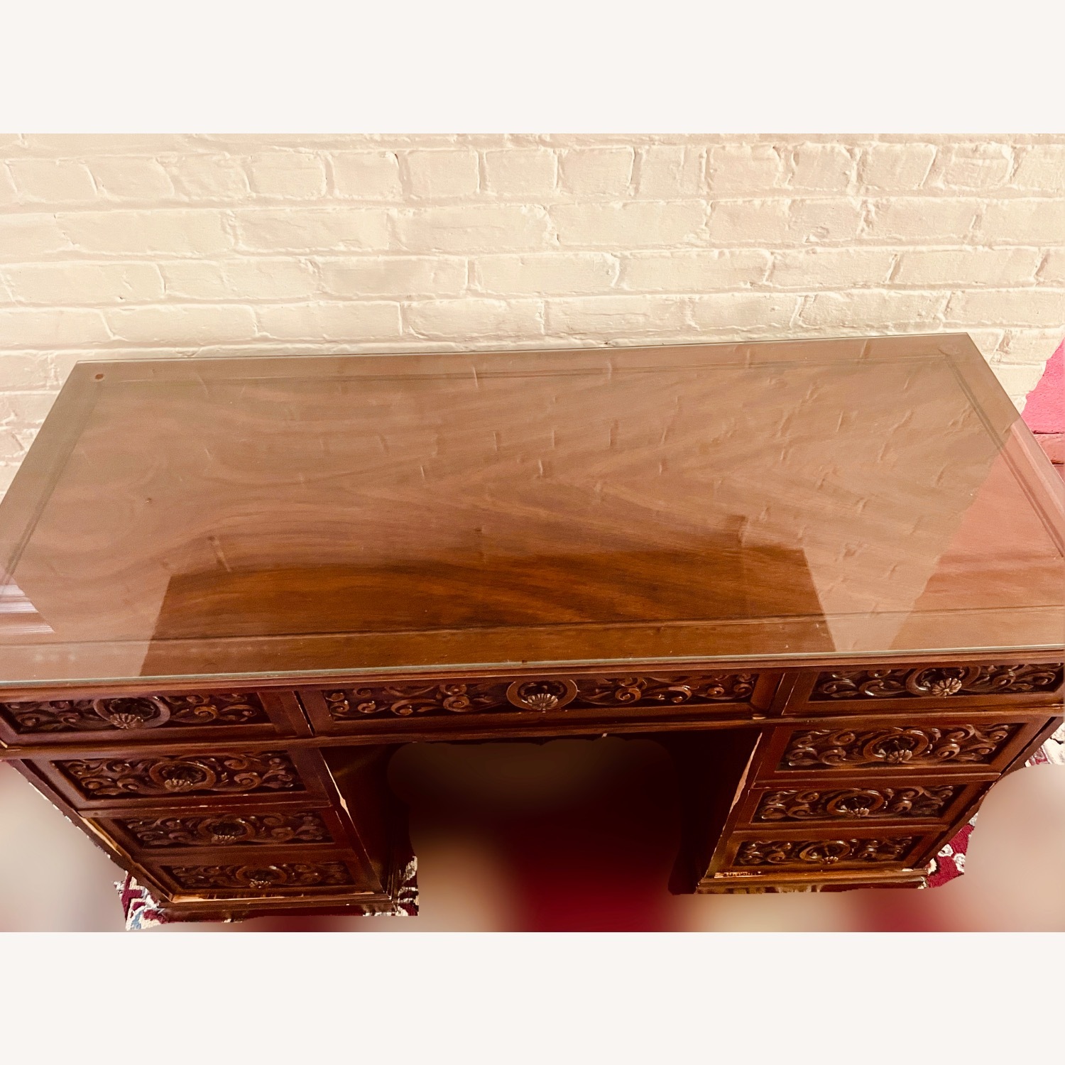 19th Century Carved Wood Desk - image-2