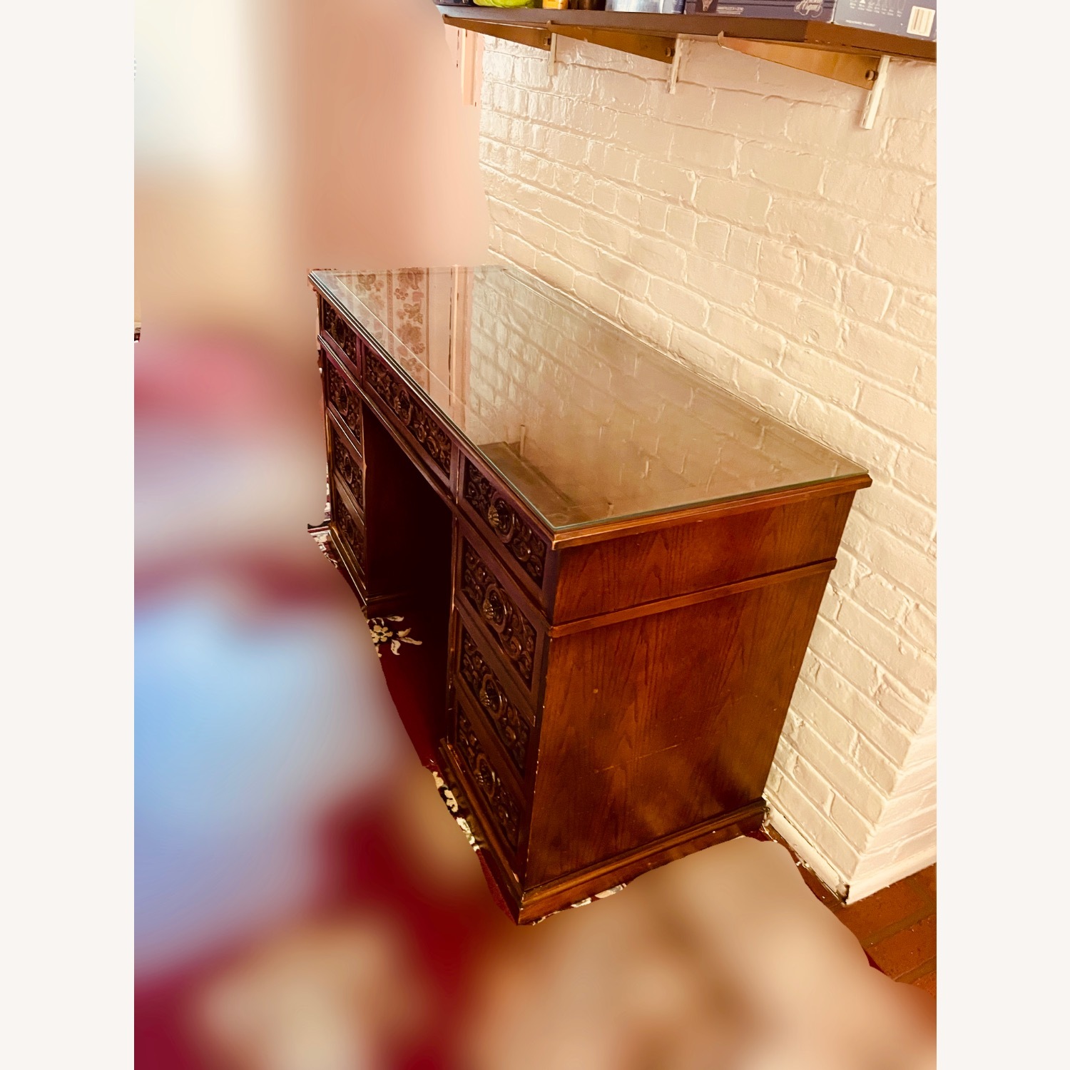 19th Century Carved Wood Desk - image-3