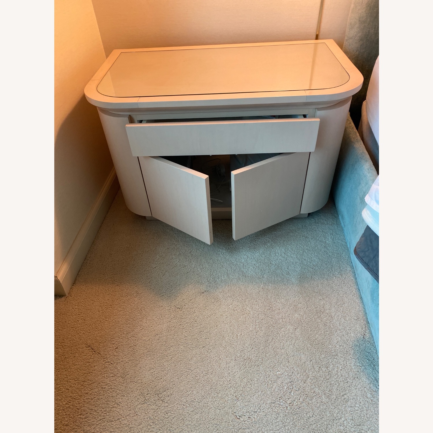 Natural Maple Side Table with Glass Top Insert - image-2