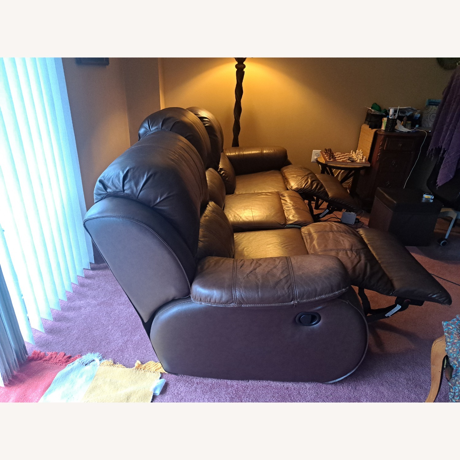 Brown Leather Manual Recliner Sofa - image-2