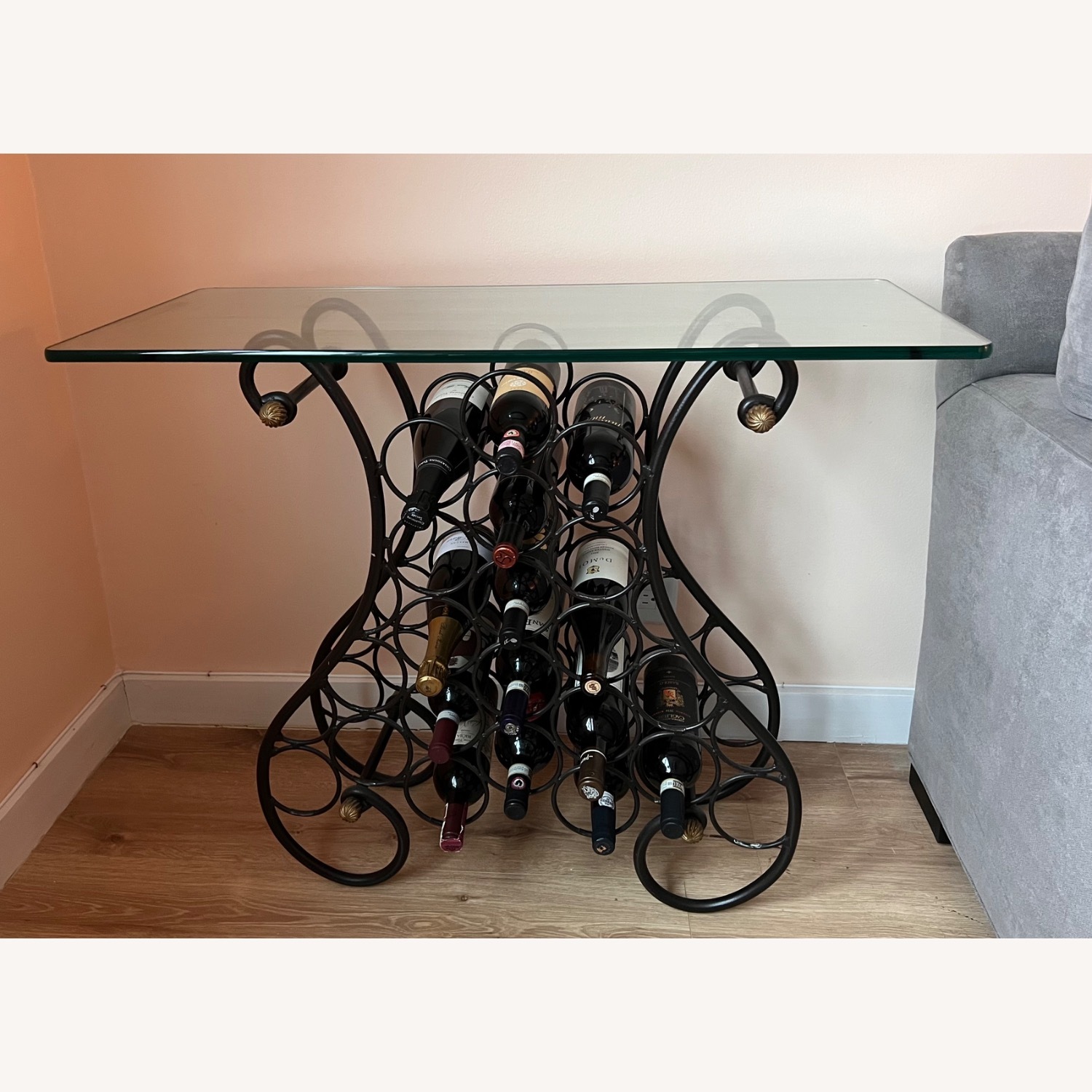 Glass Wine Table / Rack Modern Vintage - image-2