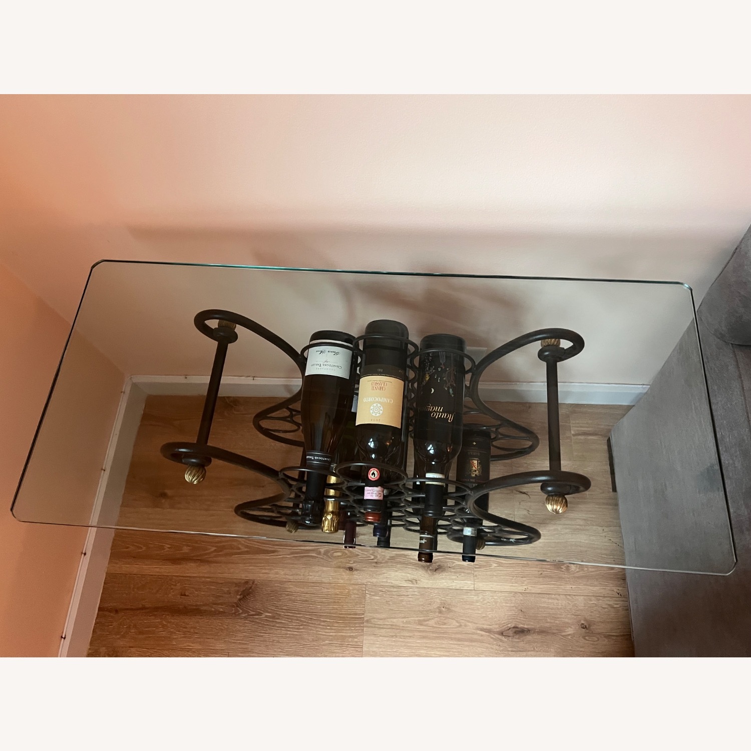Glass Wine Table / Rack Modern Vintage - image-3